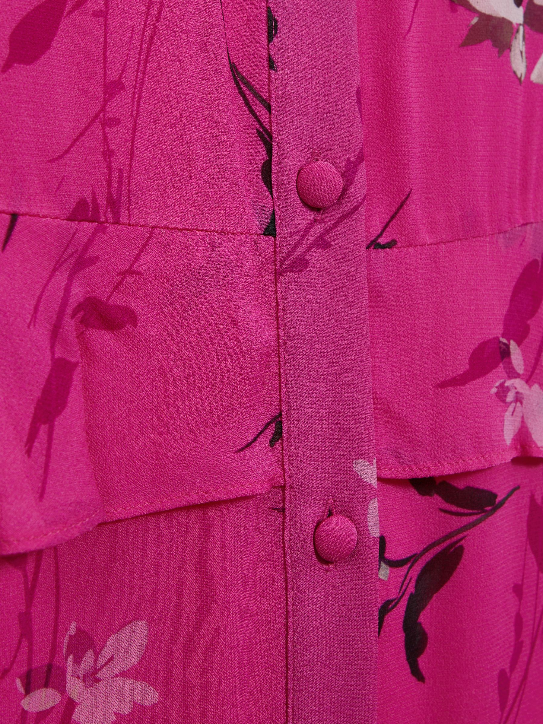 Florere Floral Tiered Maxi Dress in Bright Pink