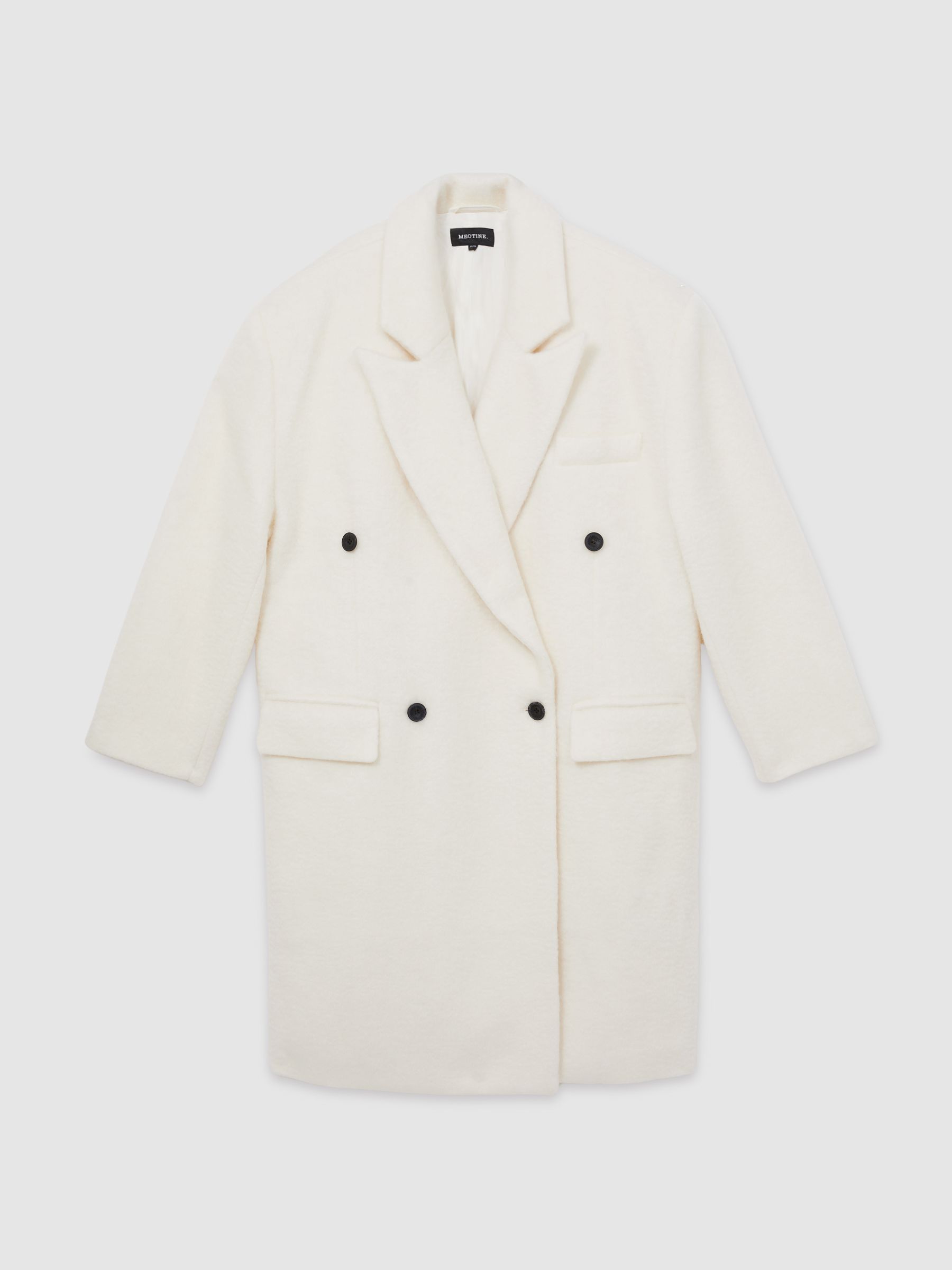 Meotine Double-Breasted Coat With Mohair in Cream