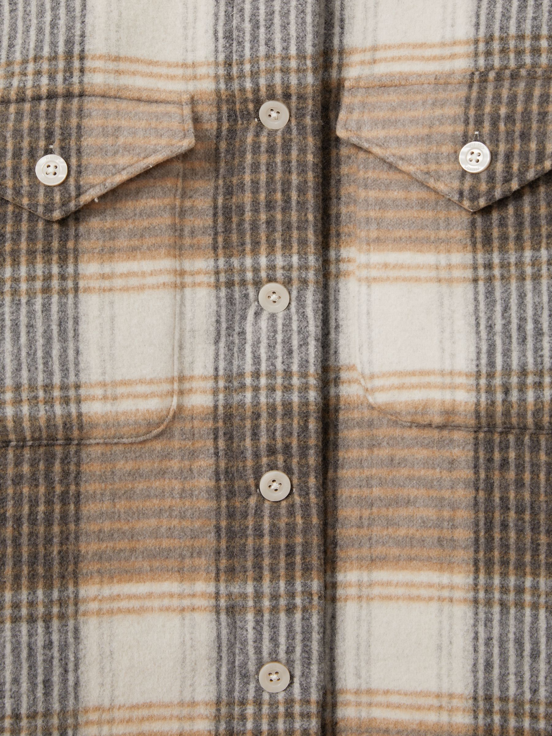 Phoebe Neutral Wool Blend Checked Shacket