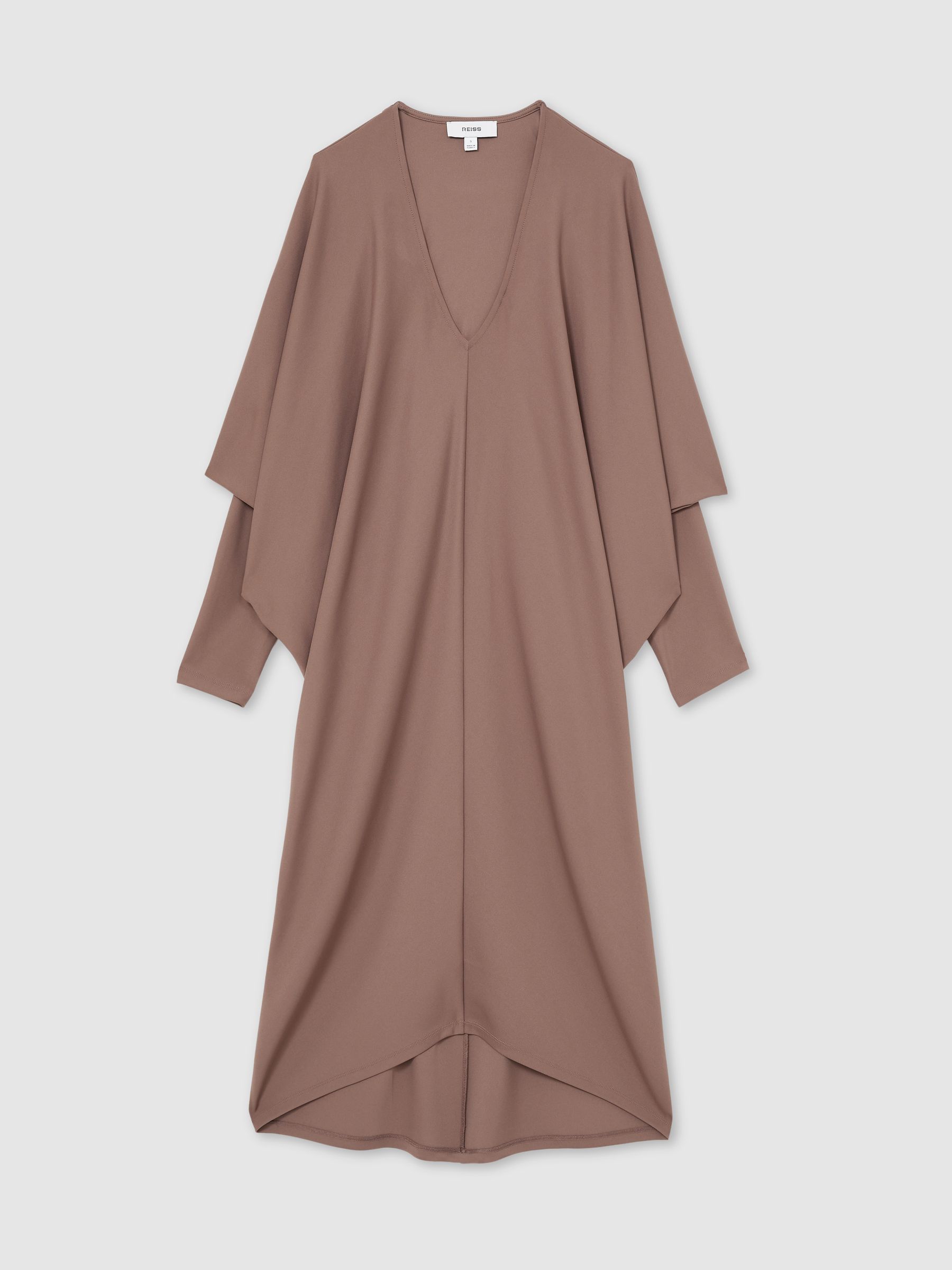Draped Jersey Midi Dress in Mink