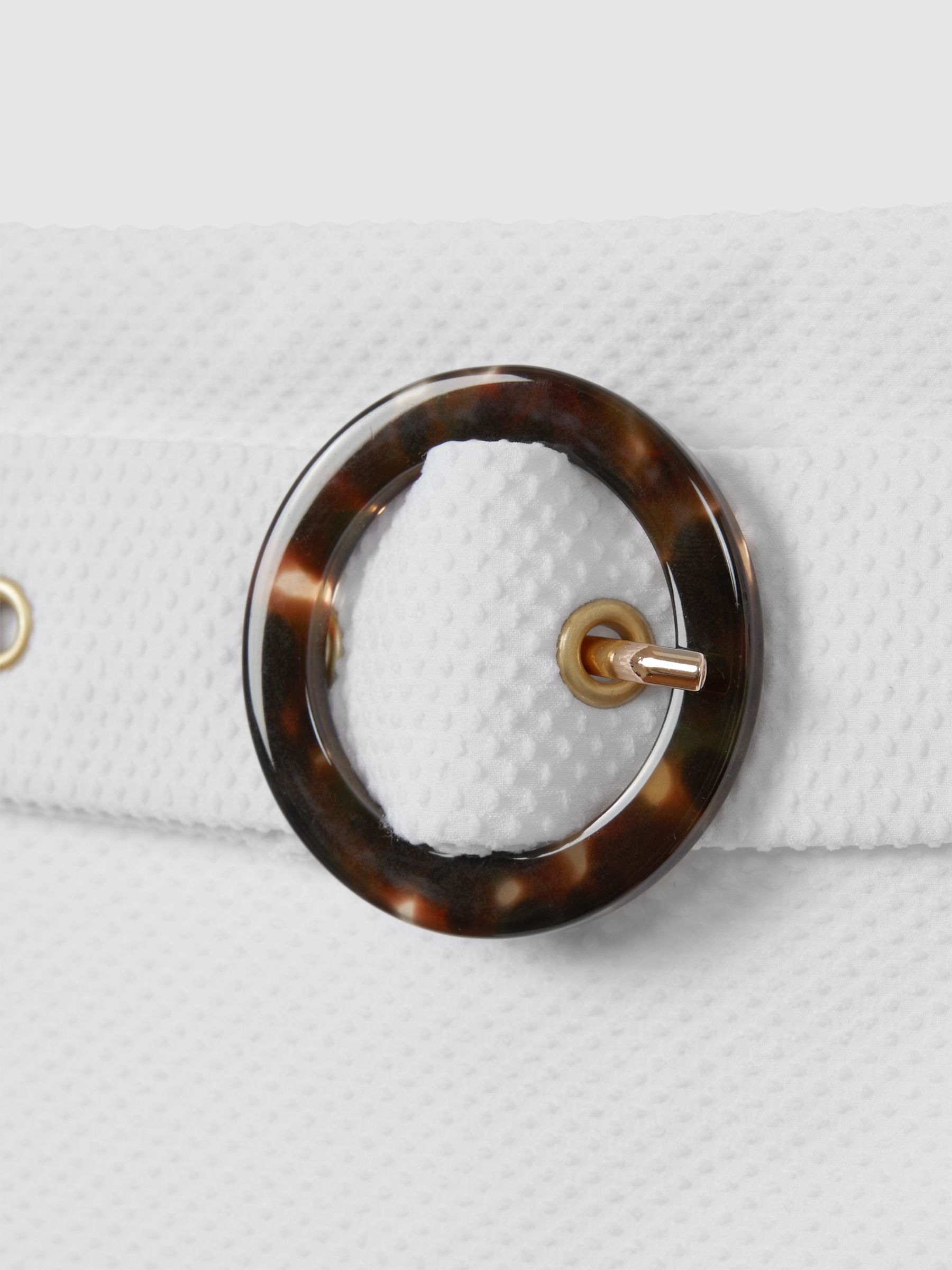 Textured Belted Bikini Bottoms in White