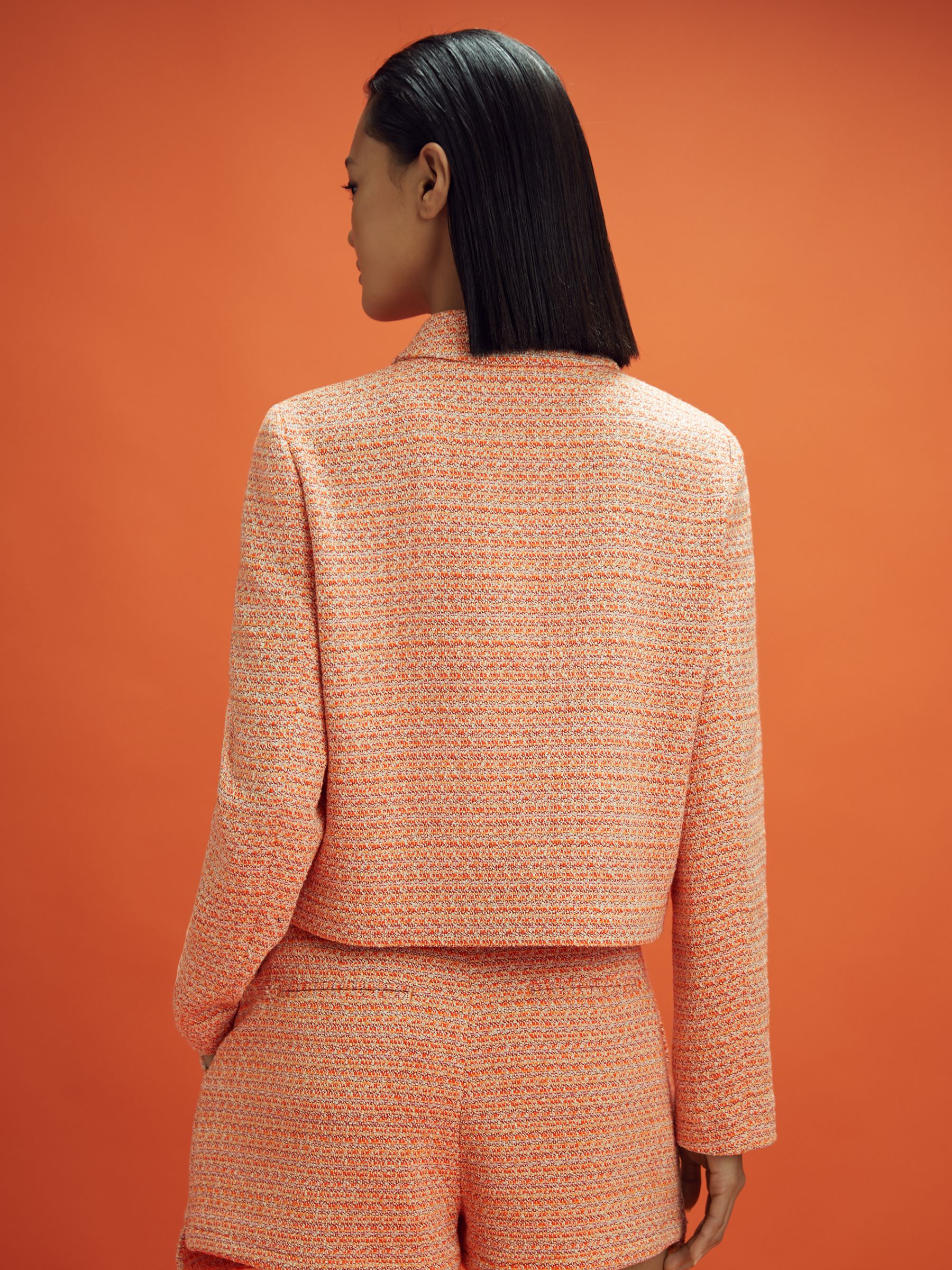 McLaren F1 Boucle Cropped Jacket in Papaya