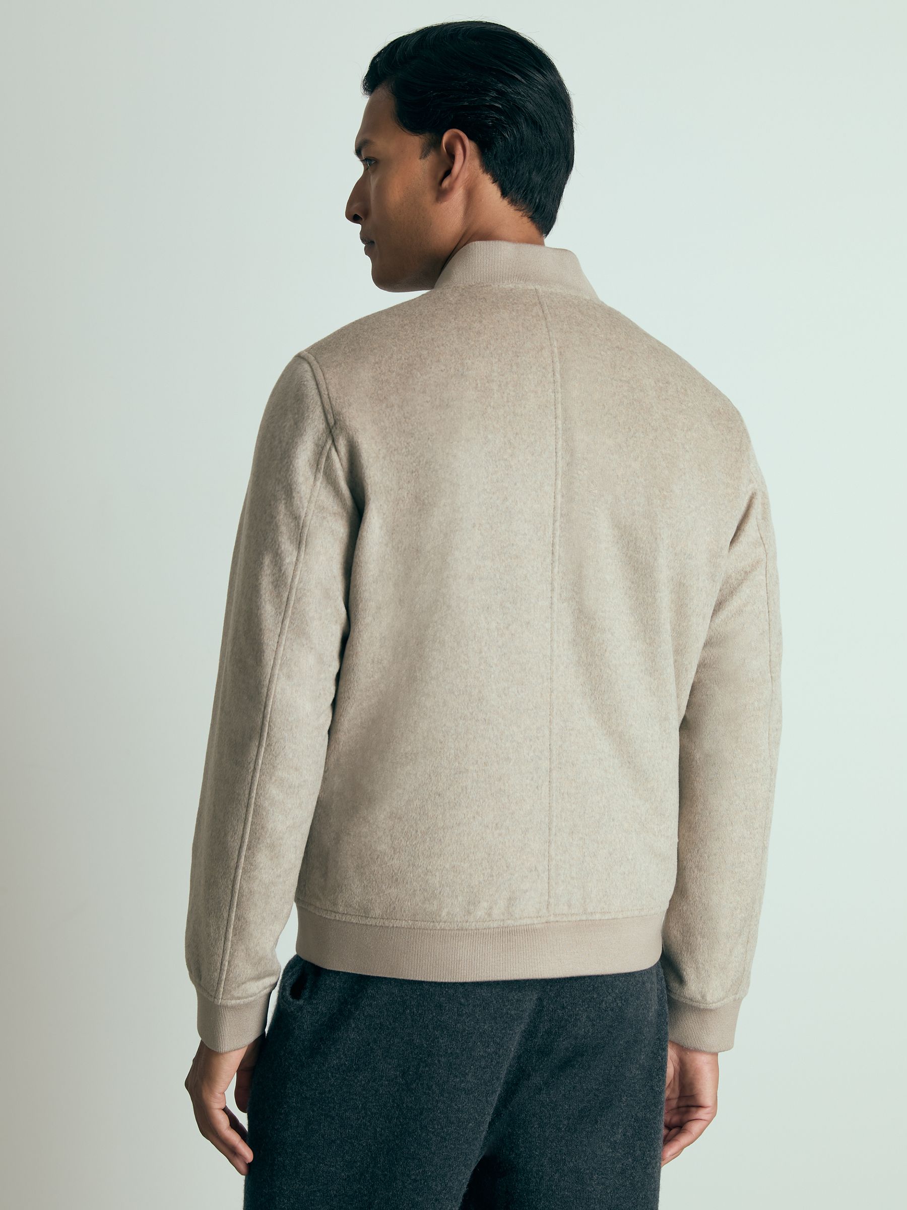 100% Cashmere Bomber Jacket in Oatmeal