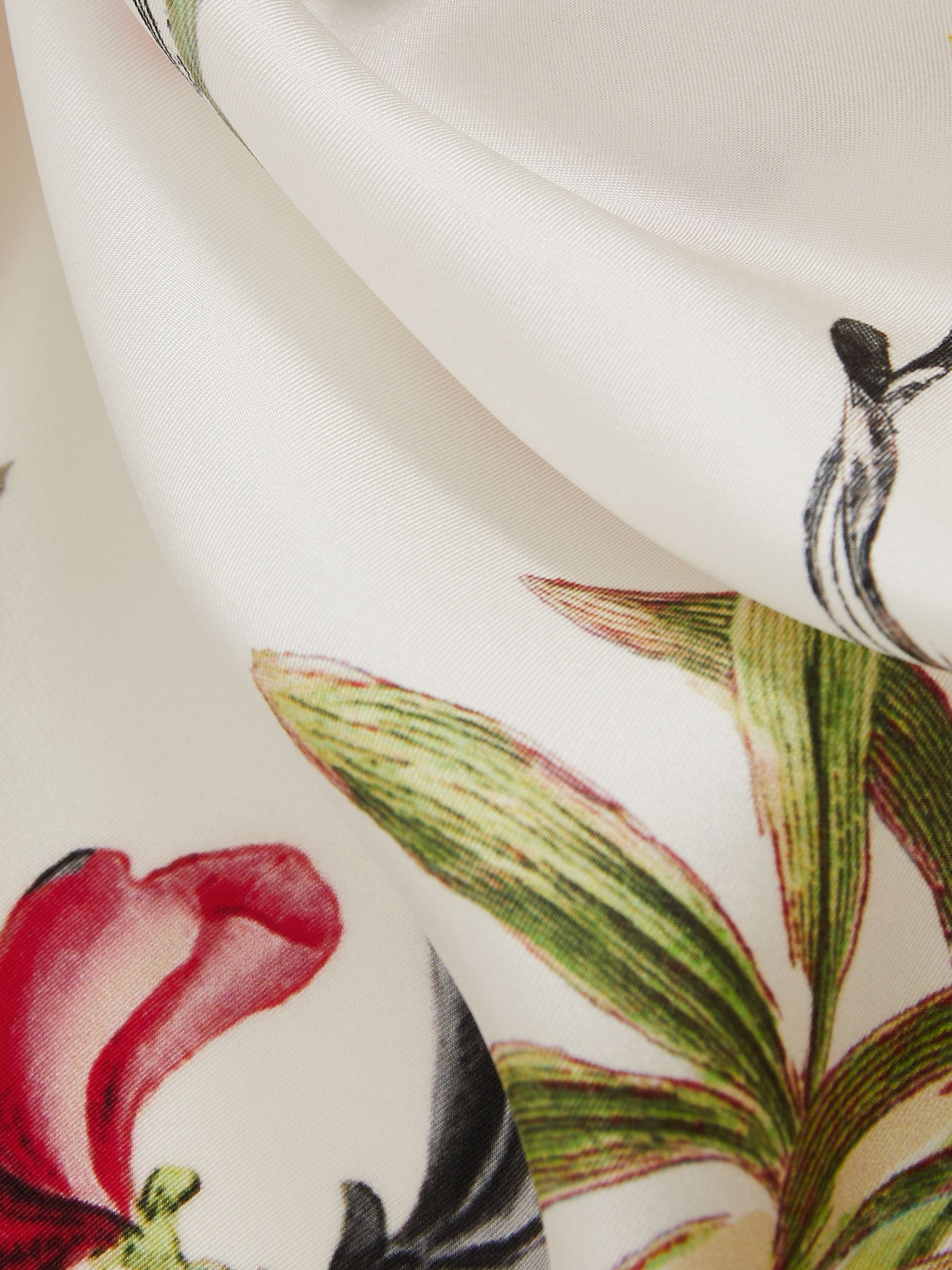 Reiss | NYBG Silk Floral-Print Scarf in White
