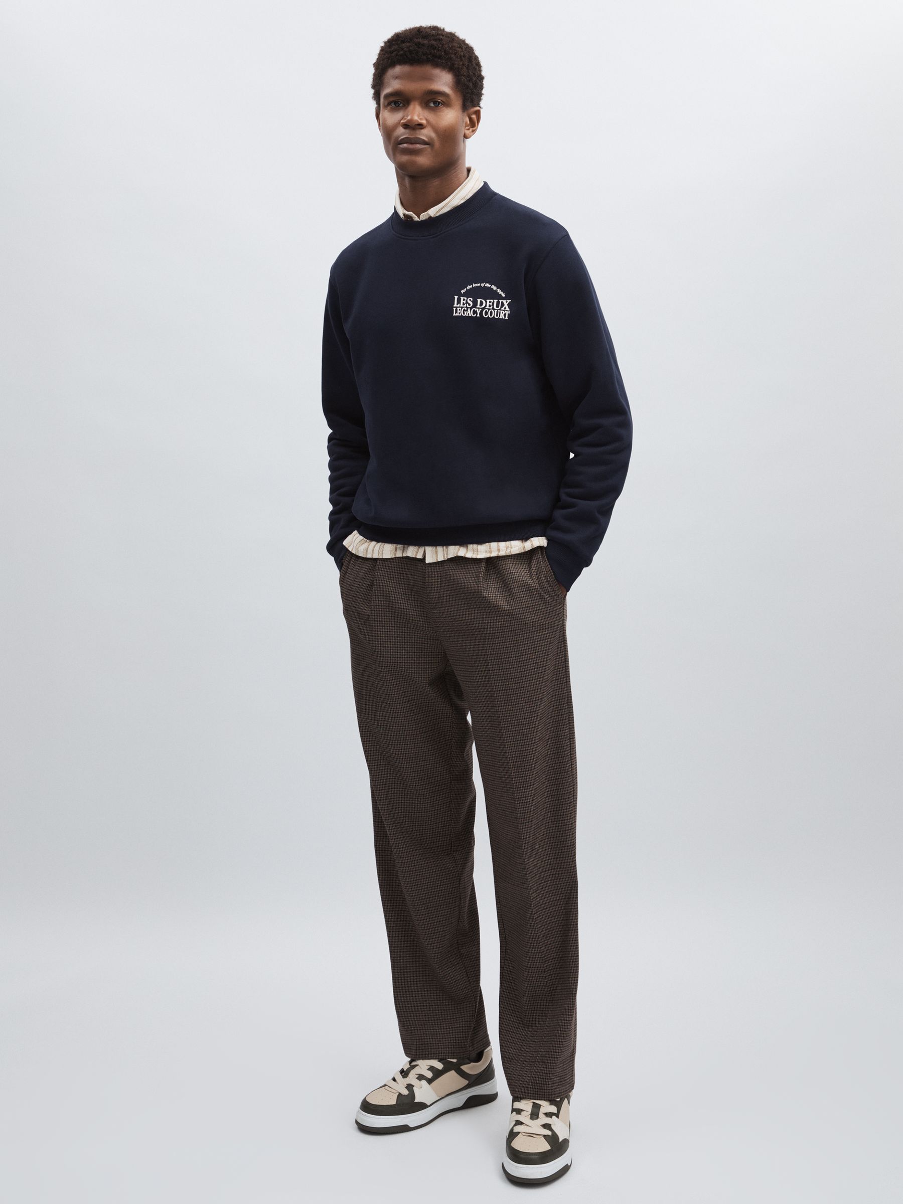 Les Deux Legacy Print Sweatshirt in Dark Navy