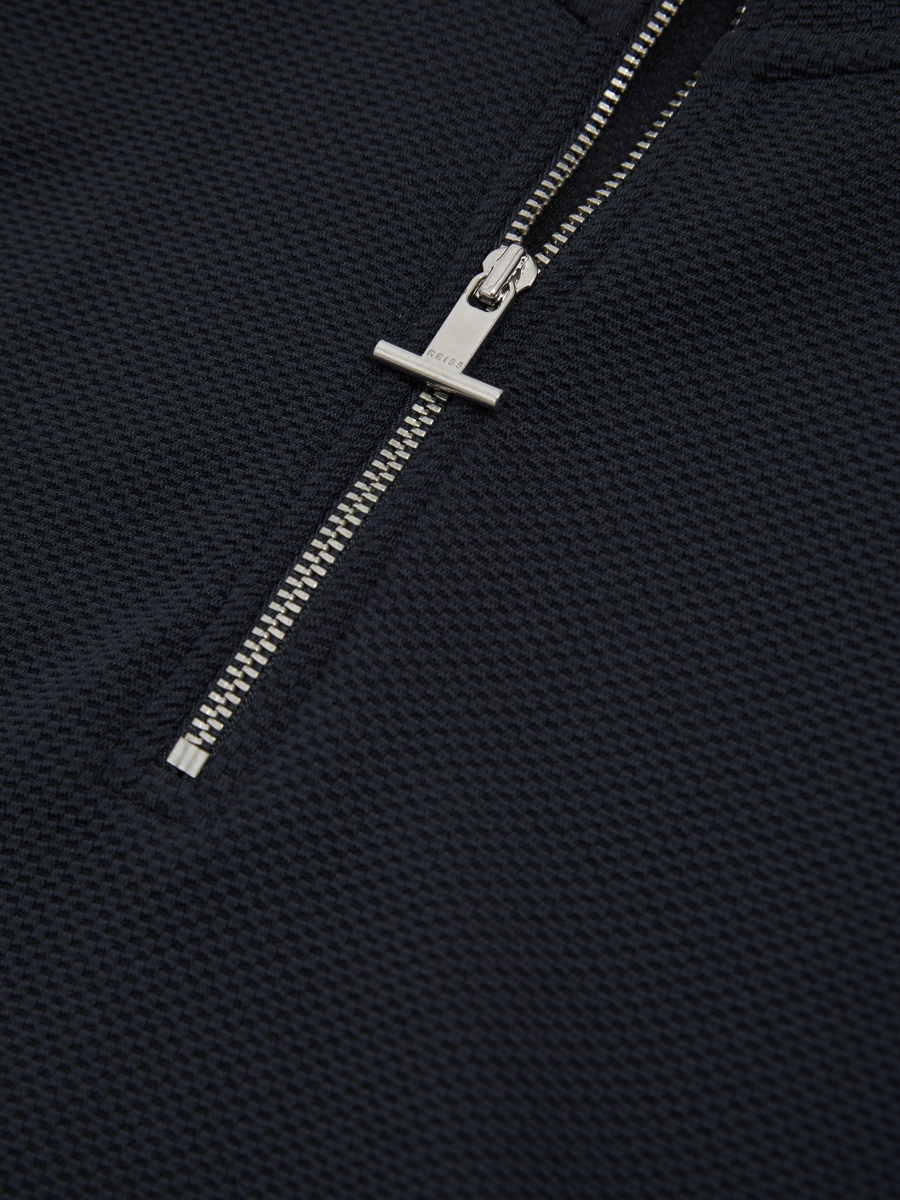 Textured Half-Zip Funnel-Neck Sweatshirt in Navy