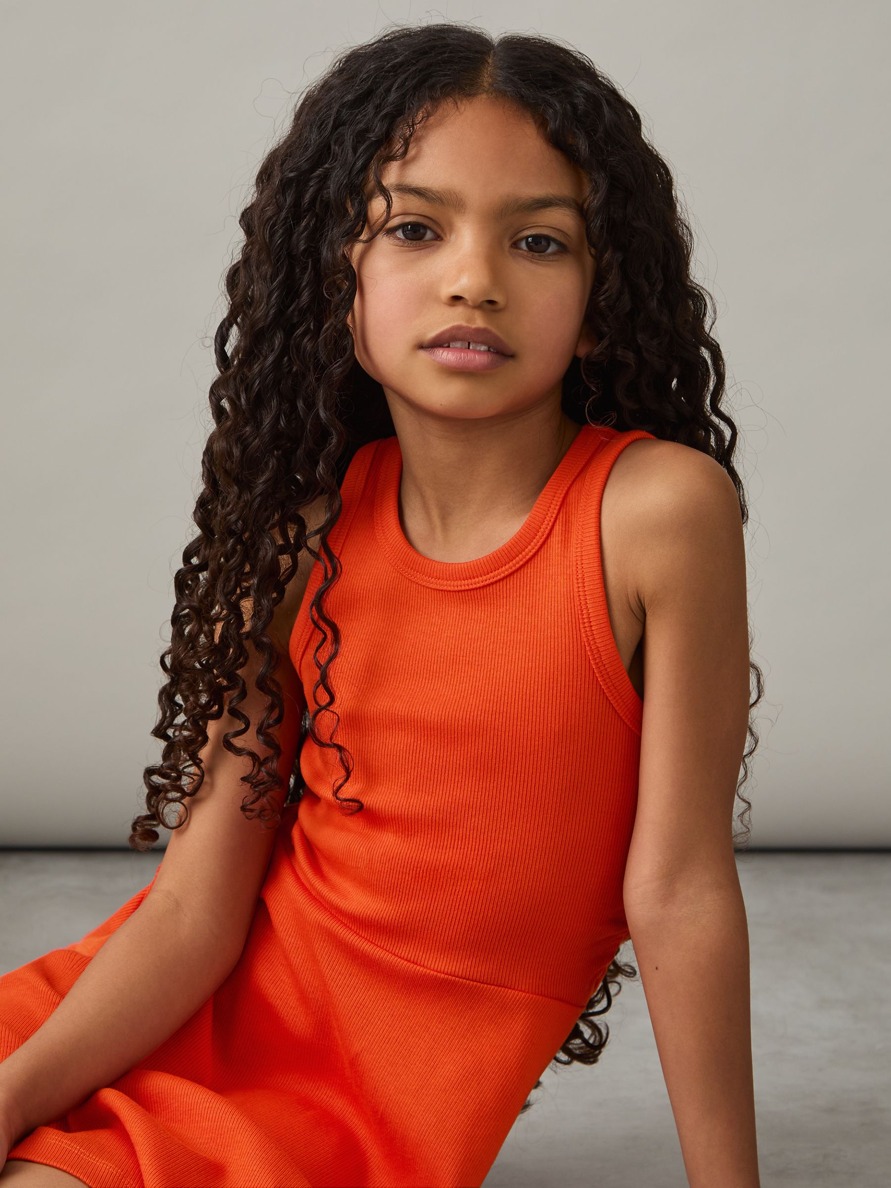 9-13 yrs Jersey Ruched Skater Dress in Orange