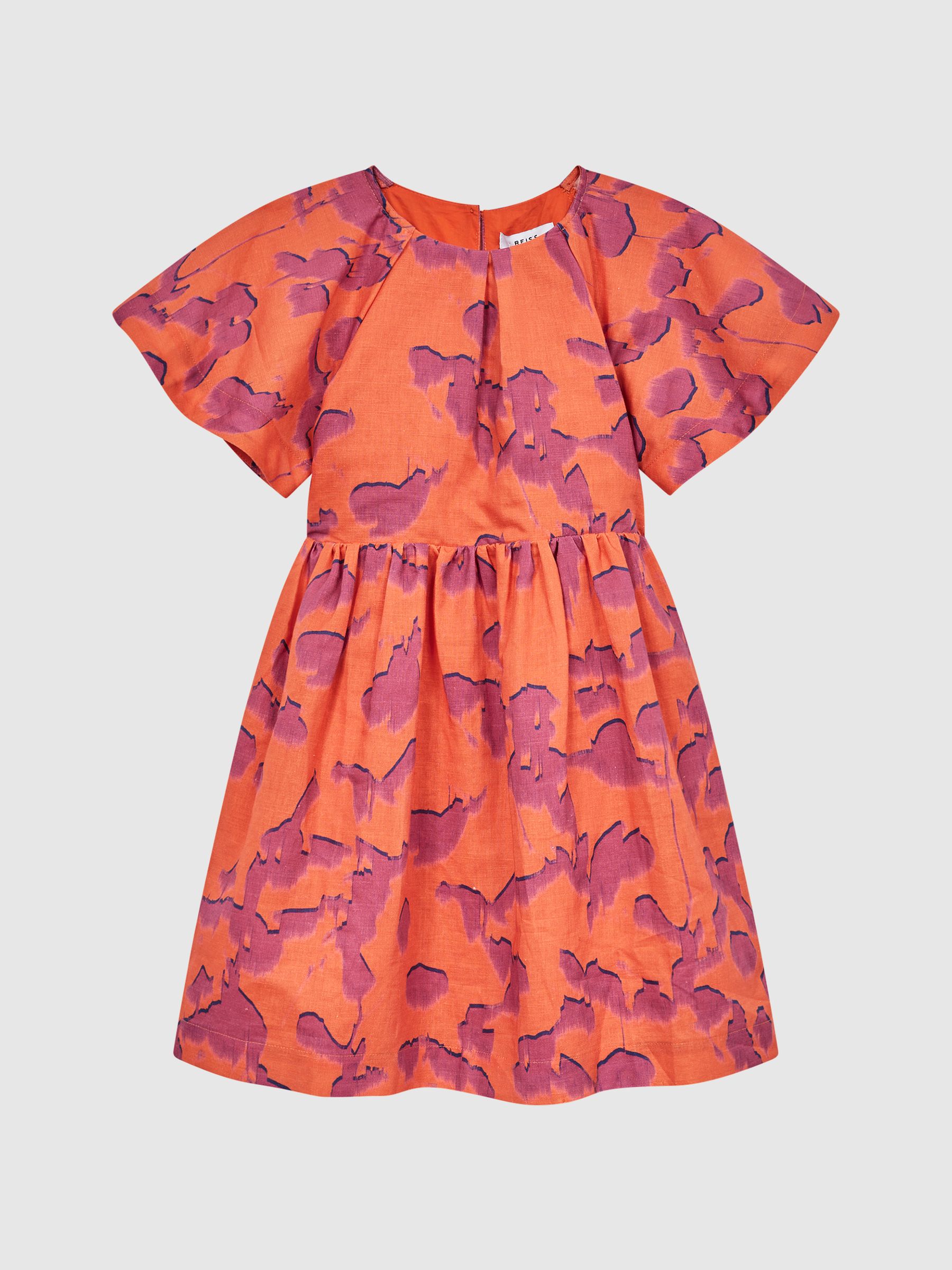 Print Midi Dress in Orange Print