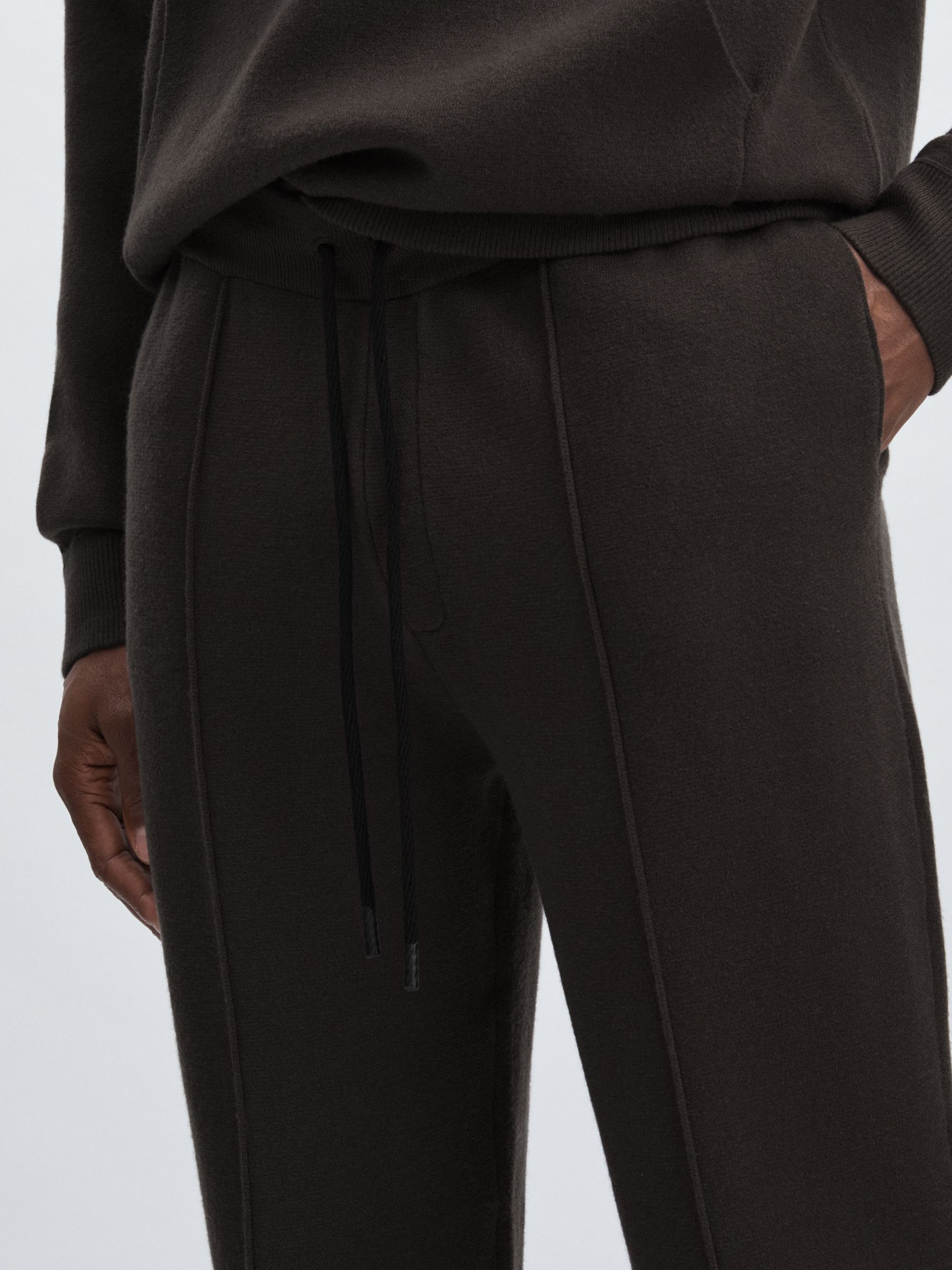 Paige Compact-Knit Drawstring Trousers in Dark Grey