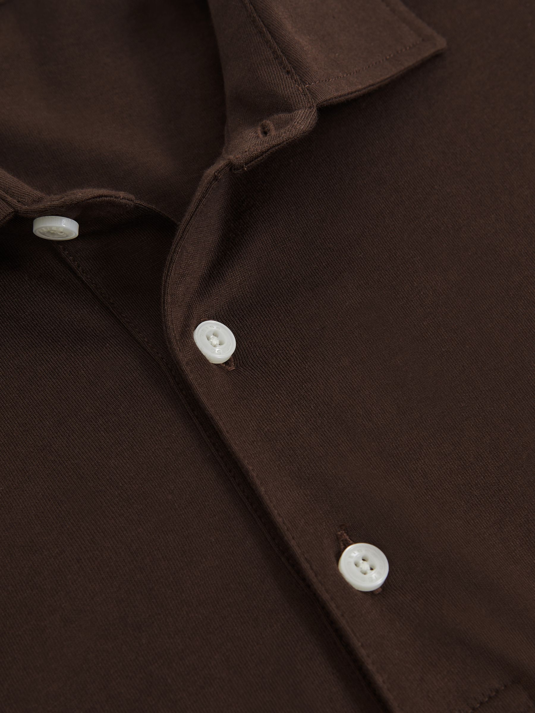 Cotton-Jersey Long Sleeve Polo Shirt in Brown
