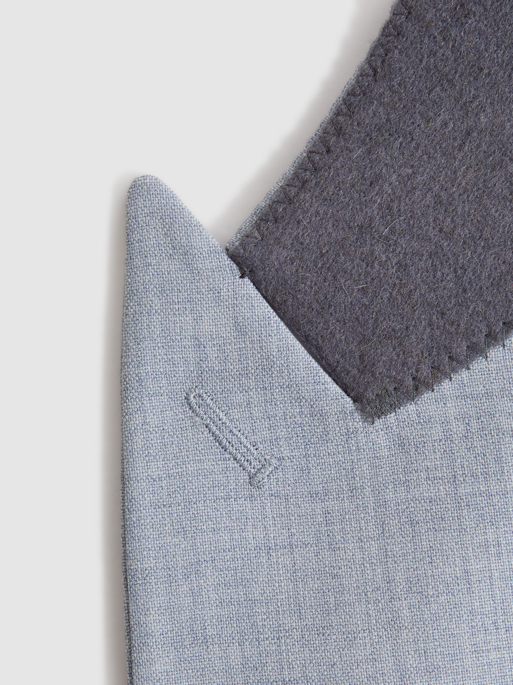 Slim Fit Wool Single Breasted Blazer in Soft Blue