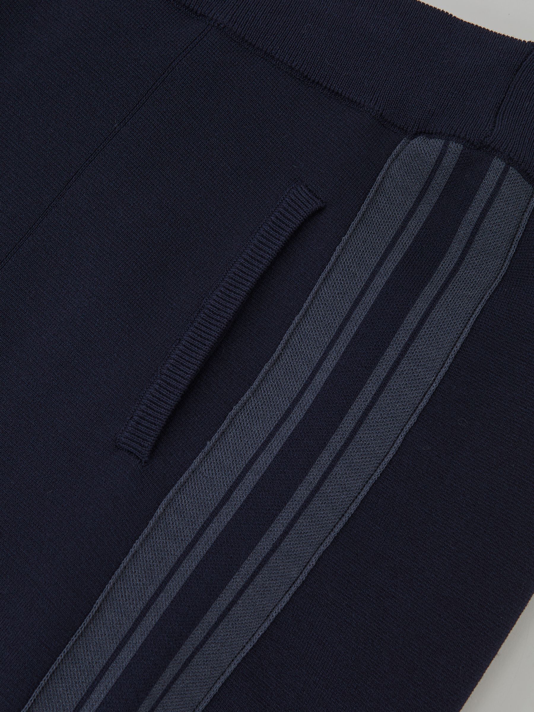 Knitted Side-Stripe Wide-Leg Trousers in Navy