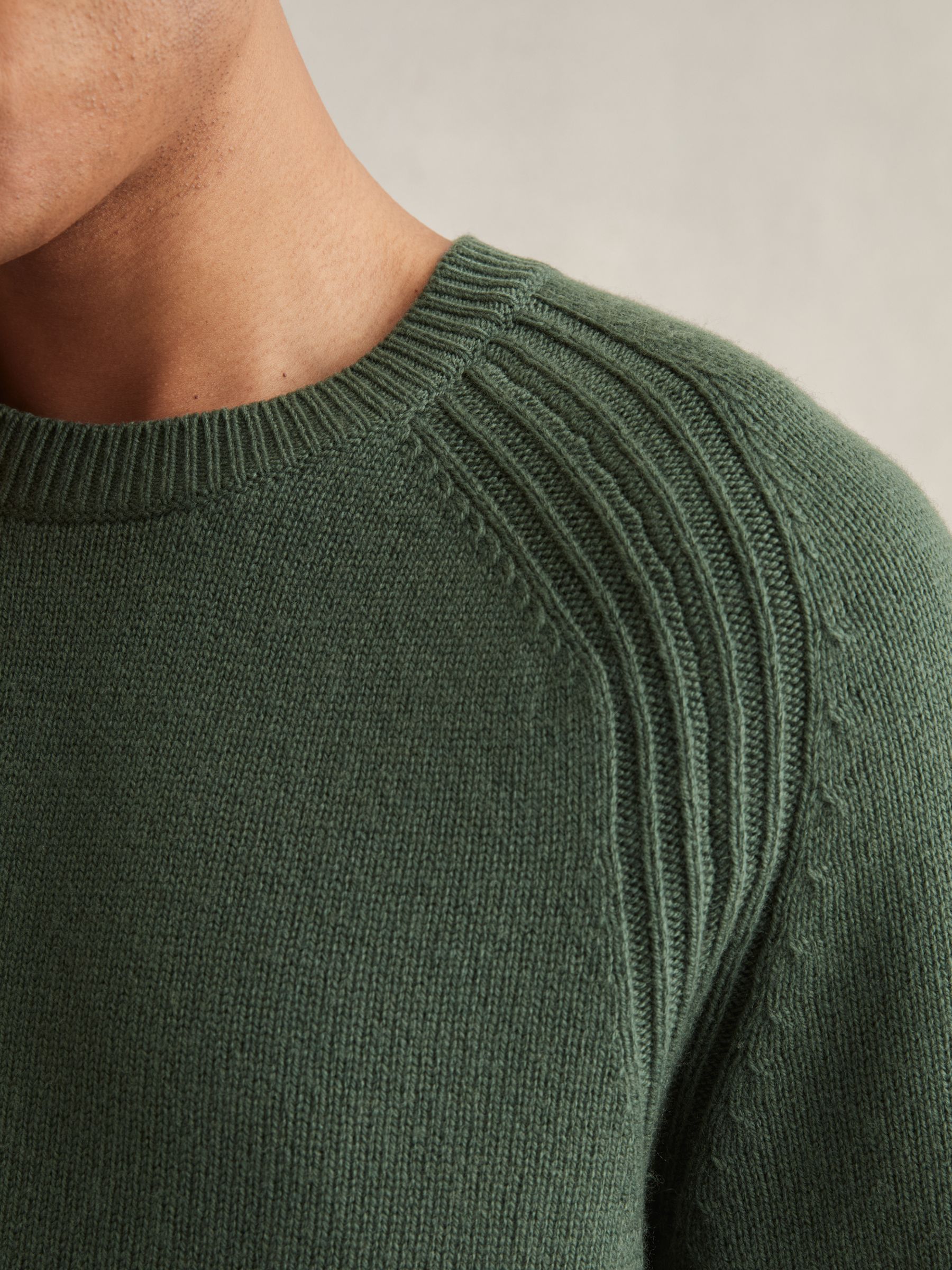 Wool Blend Heavy Knit T-Shirt in Kale Green