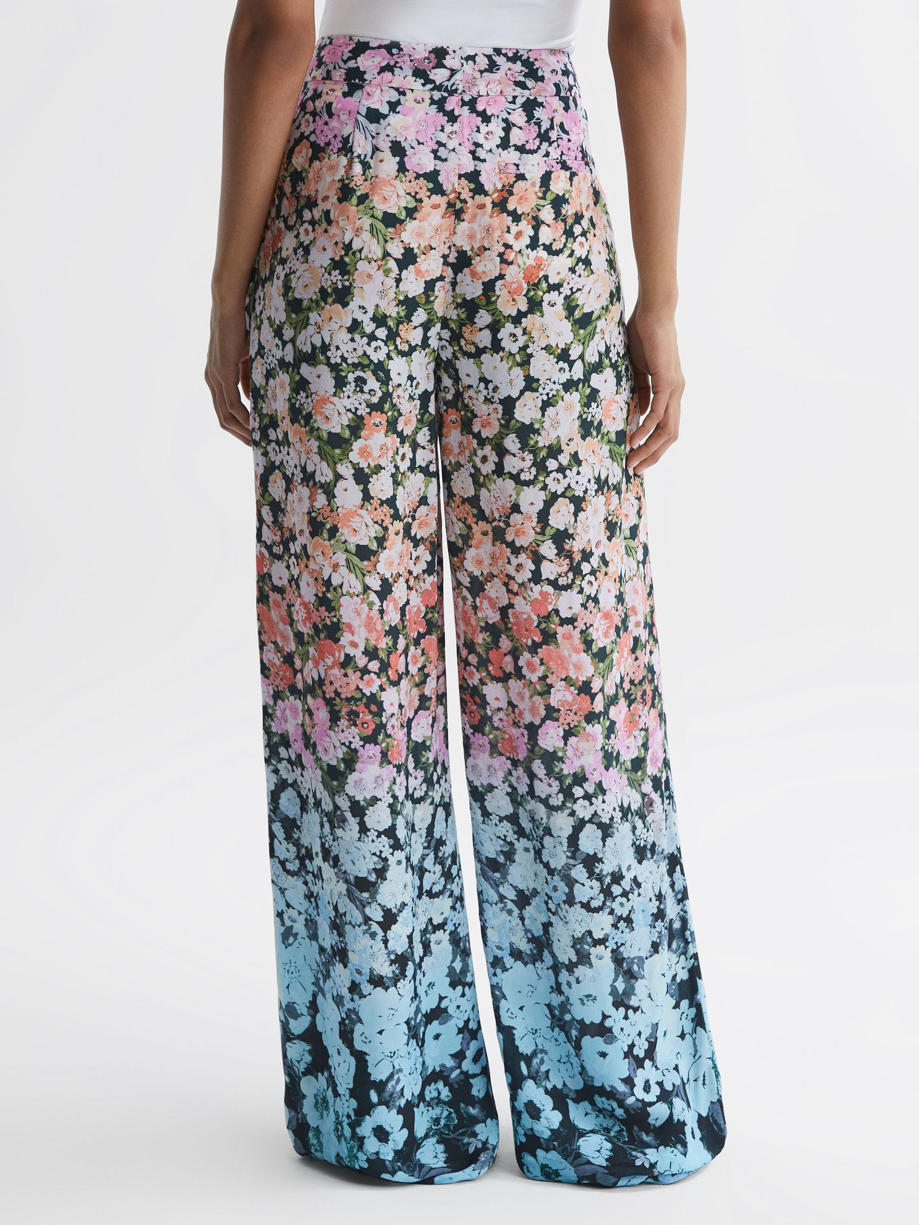 Floral Print Wide Leg Trousers in Multi