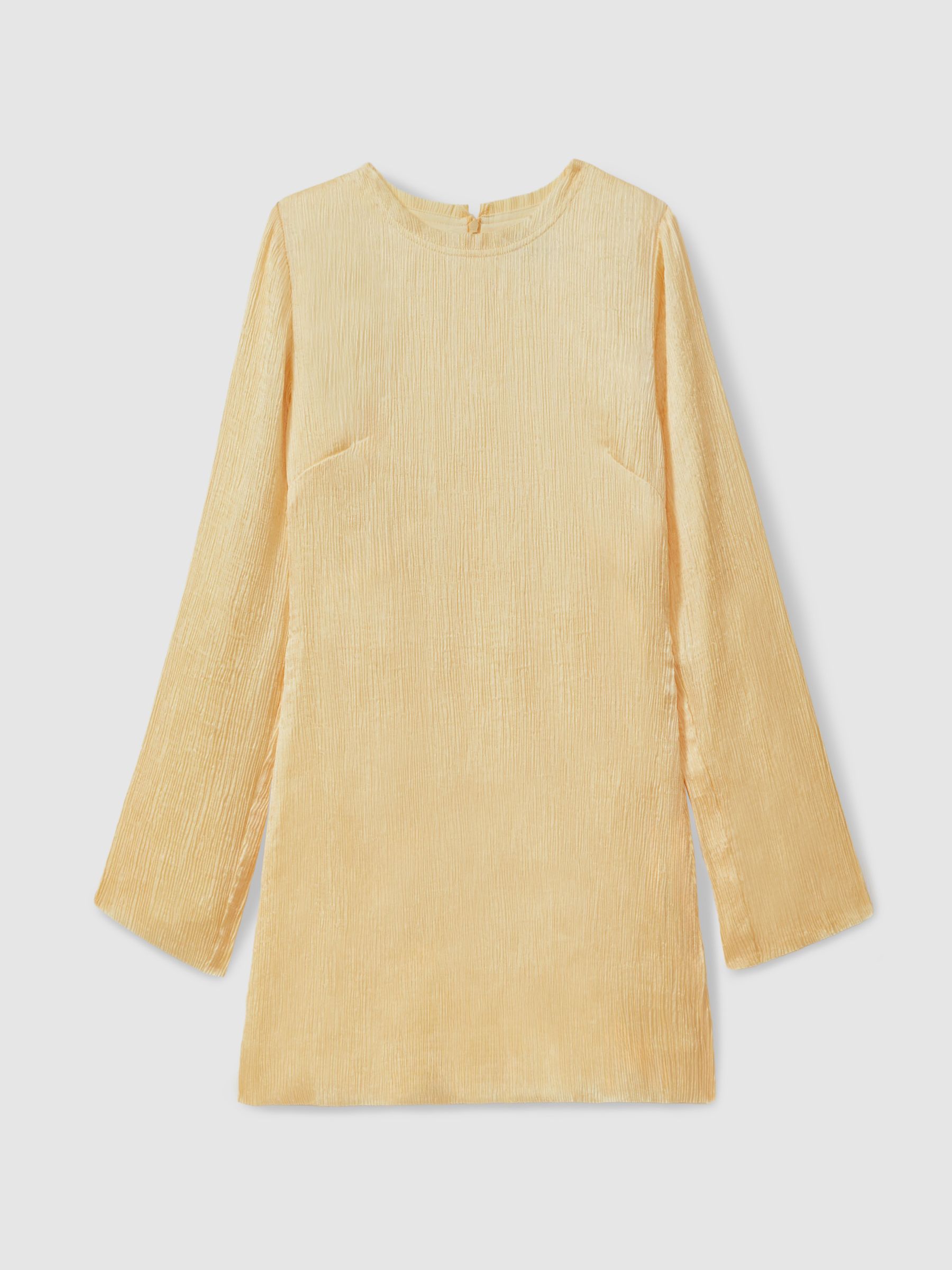 Heather Buttercup Anna Quan Plisse Raw Hem Mini Dress