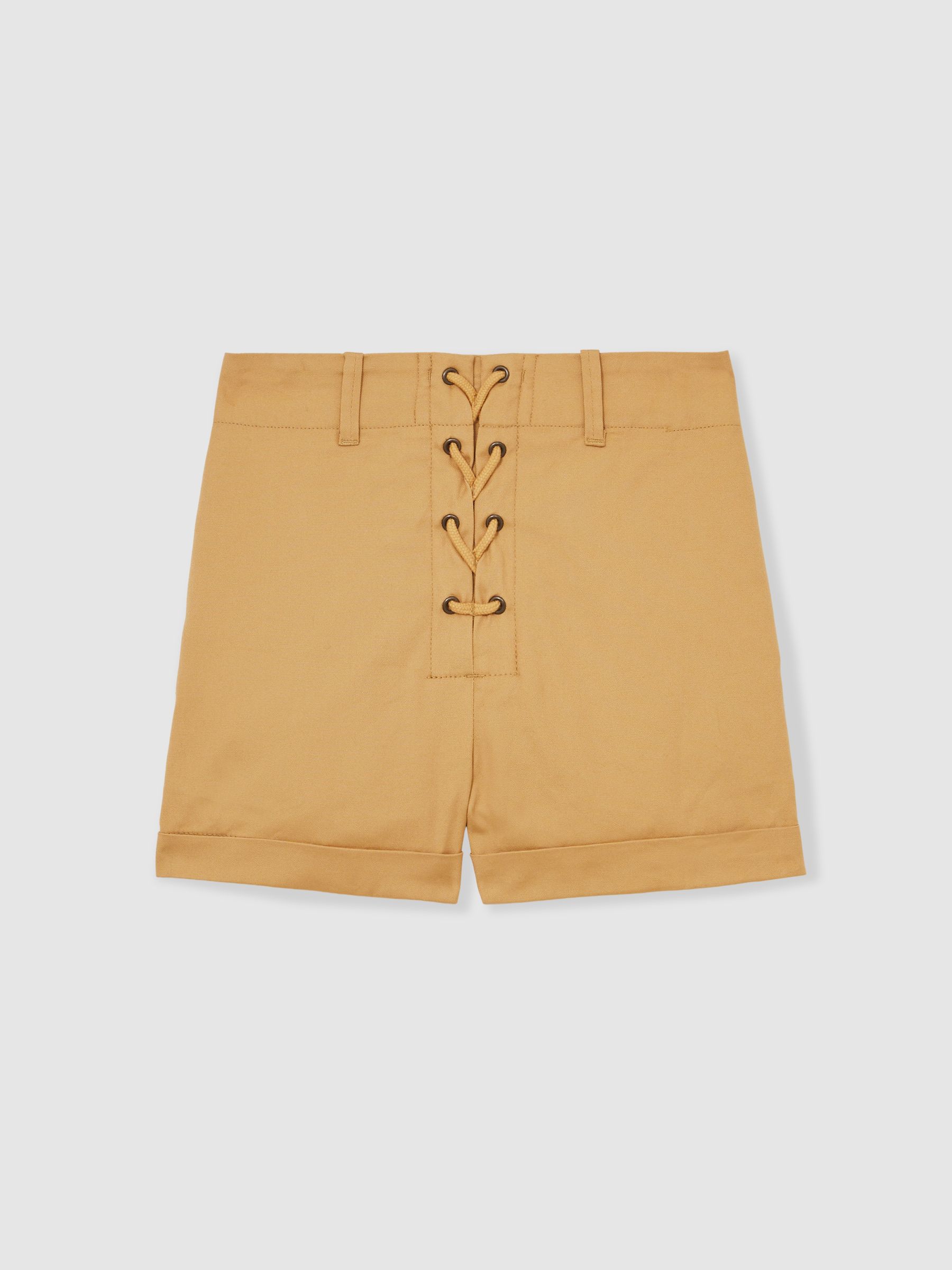 13-14 yrs Cotton Lace-Up Shorts in Tan