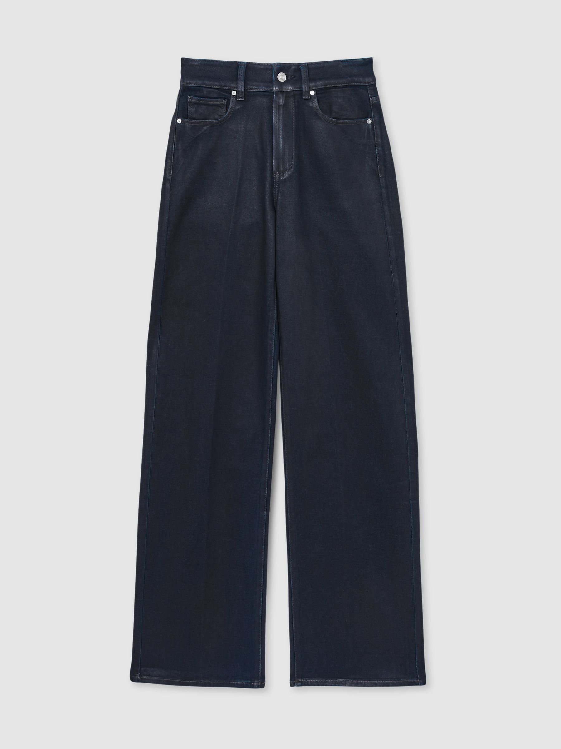 Paige Wide-Leg Coated Jeans in Glazed Indigo