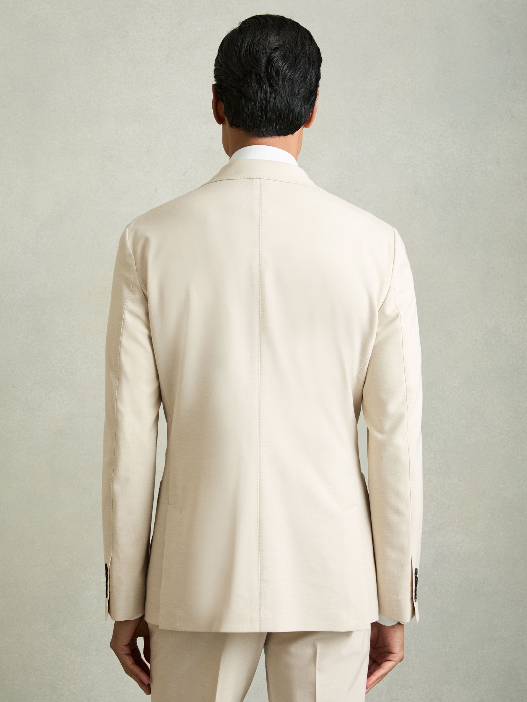 Single-Breasted Stretch Suit Blazer Slim-Fit in Stone