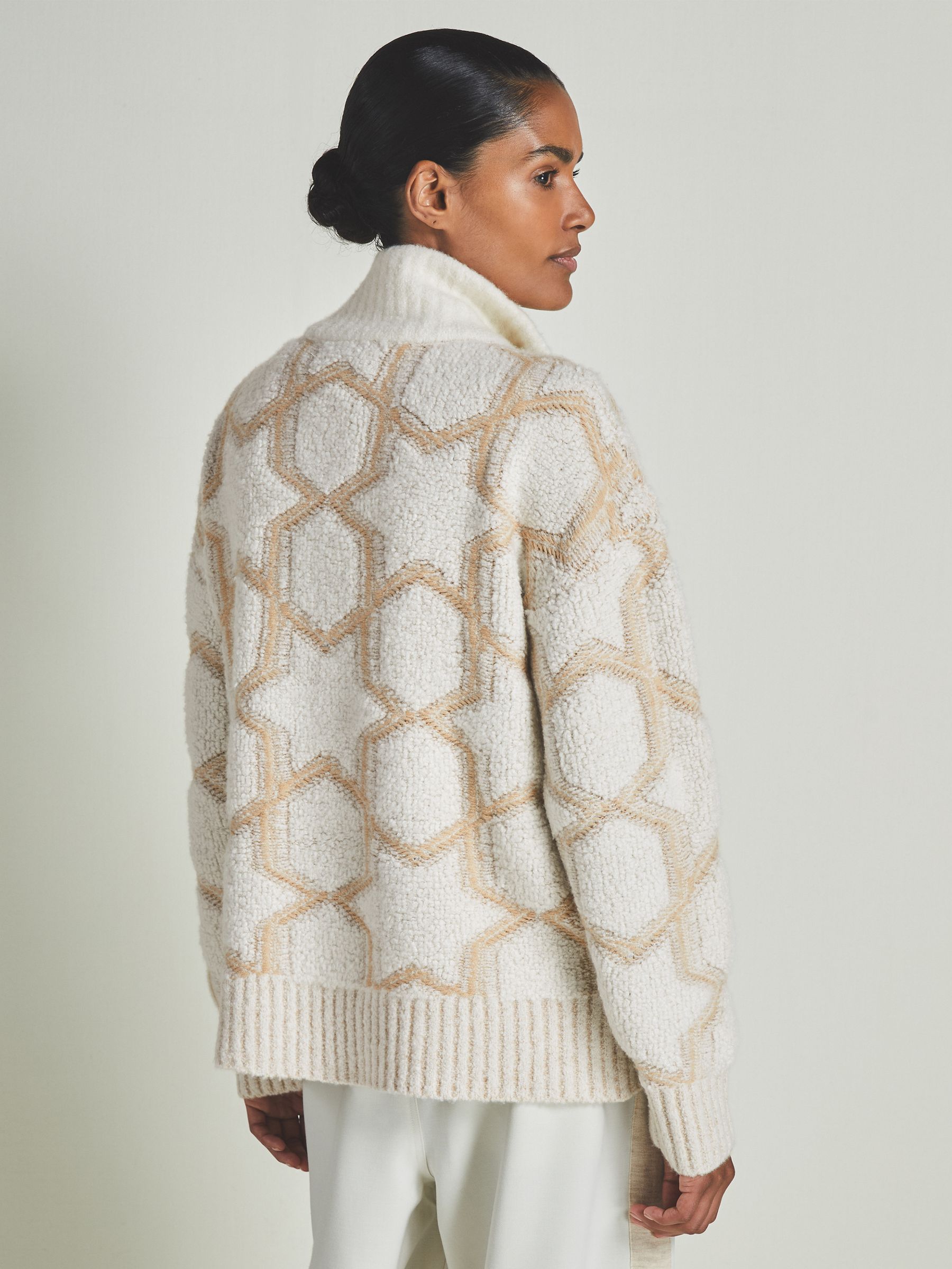 Reiss | Les 100 Ciels Cashmere-Blend Bouclé Jacket in Neutral/Cream
