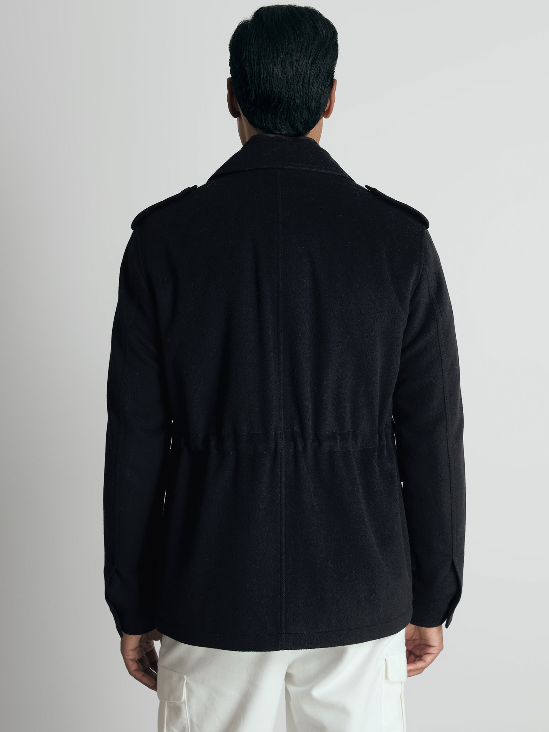 Atelier Felted-Cashmere Field Jacket in Navy