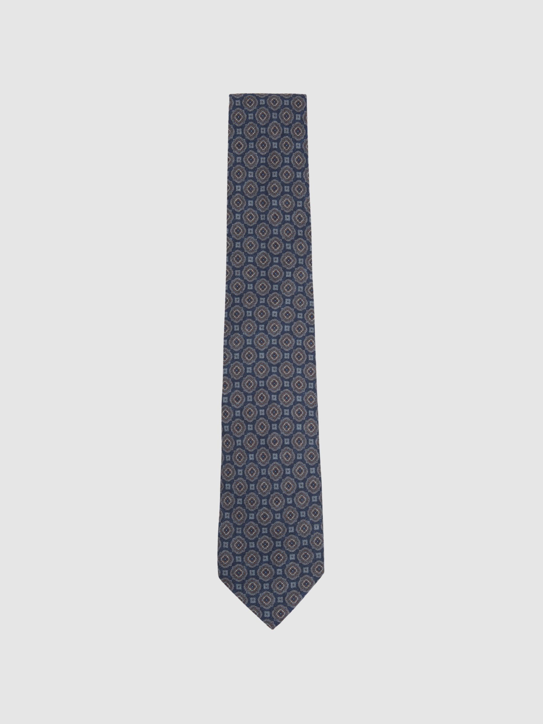 Silk Floral Medallion Tie in Indigo