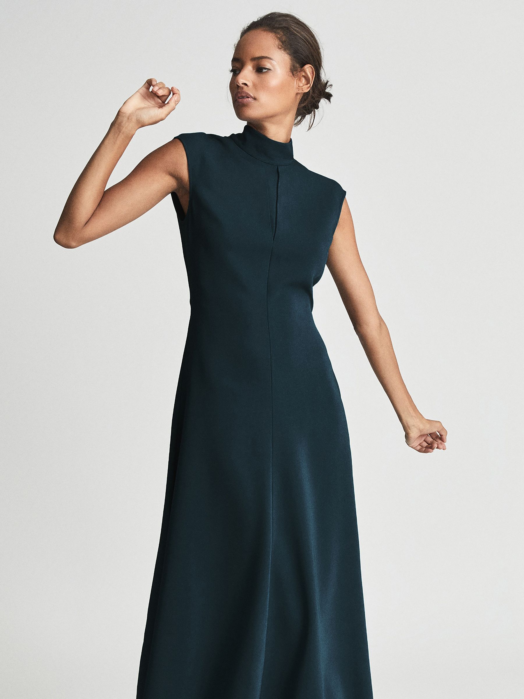 Open Back Midi Dress in Teal