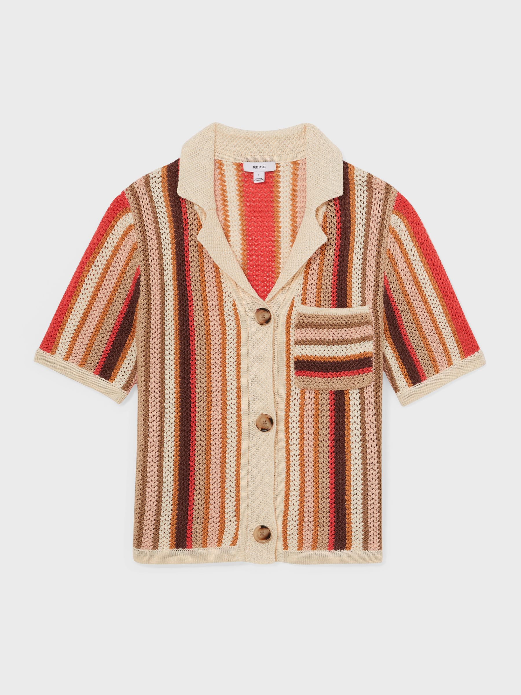 Striped Knit Shirt in Coral