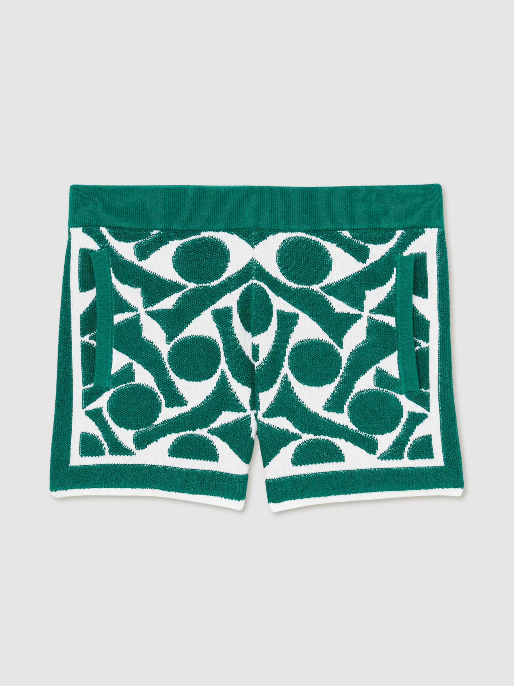 3-9 yrs Abstract-Pattern Towelling Shorts in Green/White