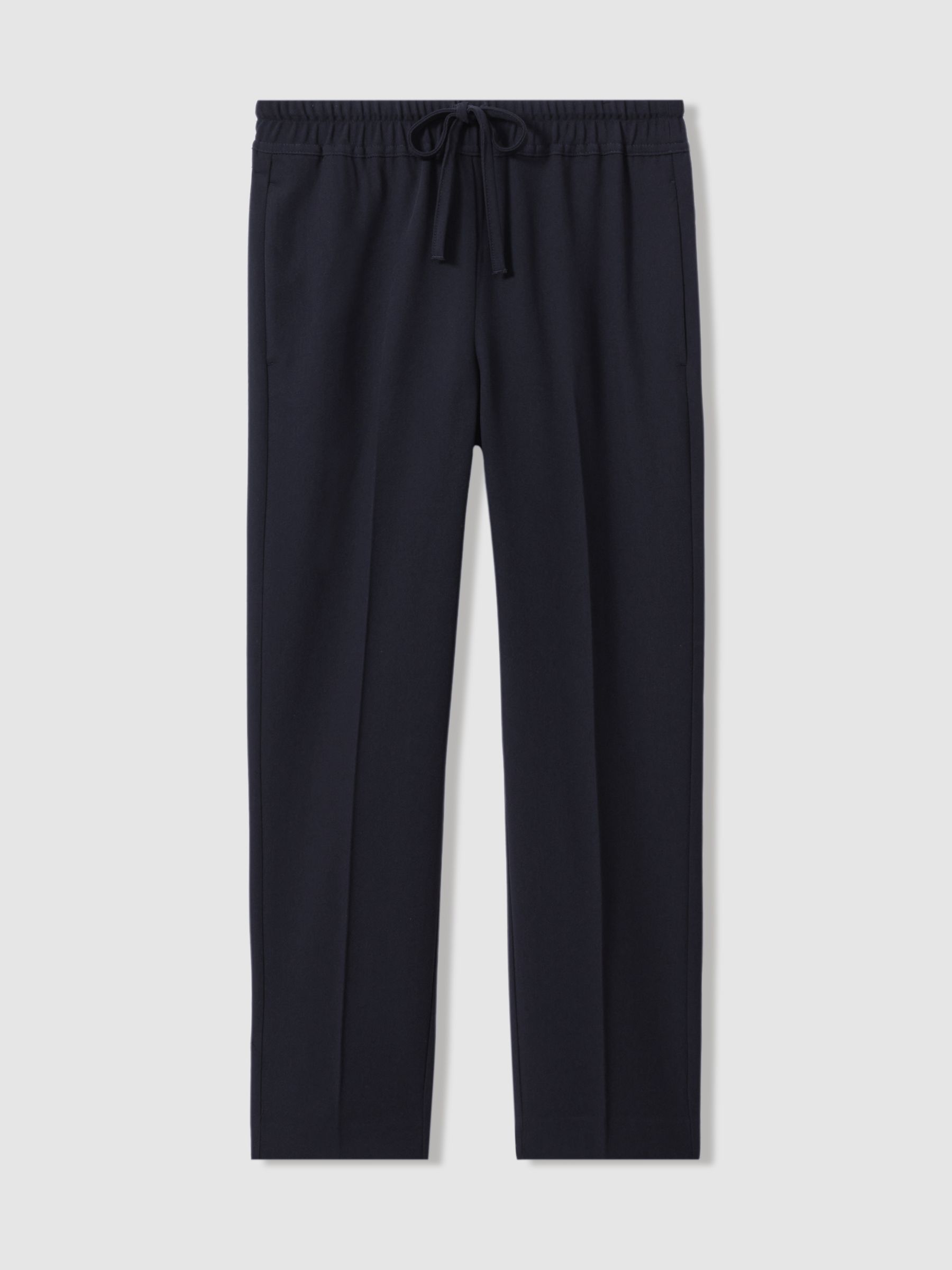Petite Tapered Pull On Trousers in Navy