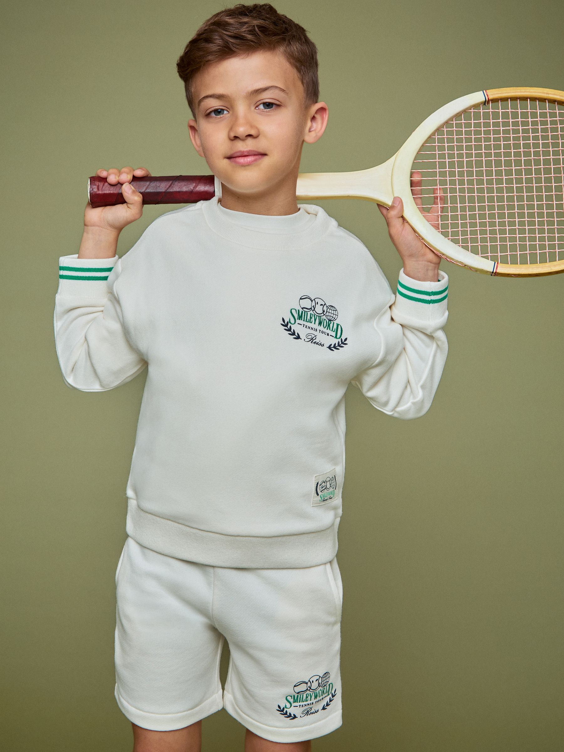 13-14 yrs SmileyWorld | Reiss Logo Sweatshirt Unisex Fit in White