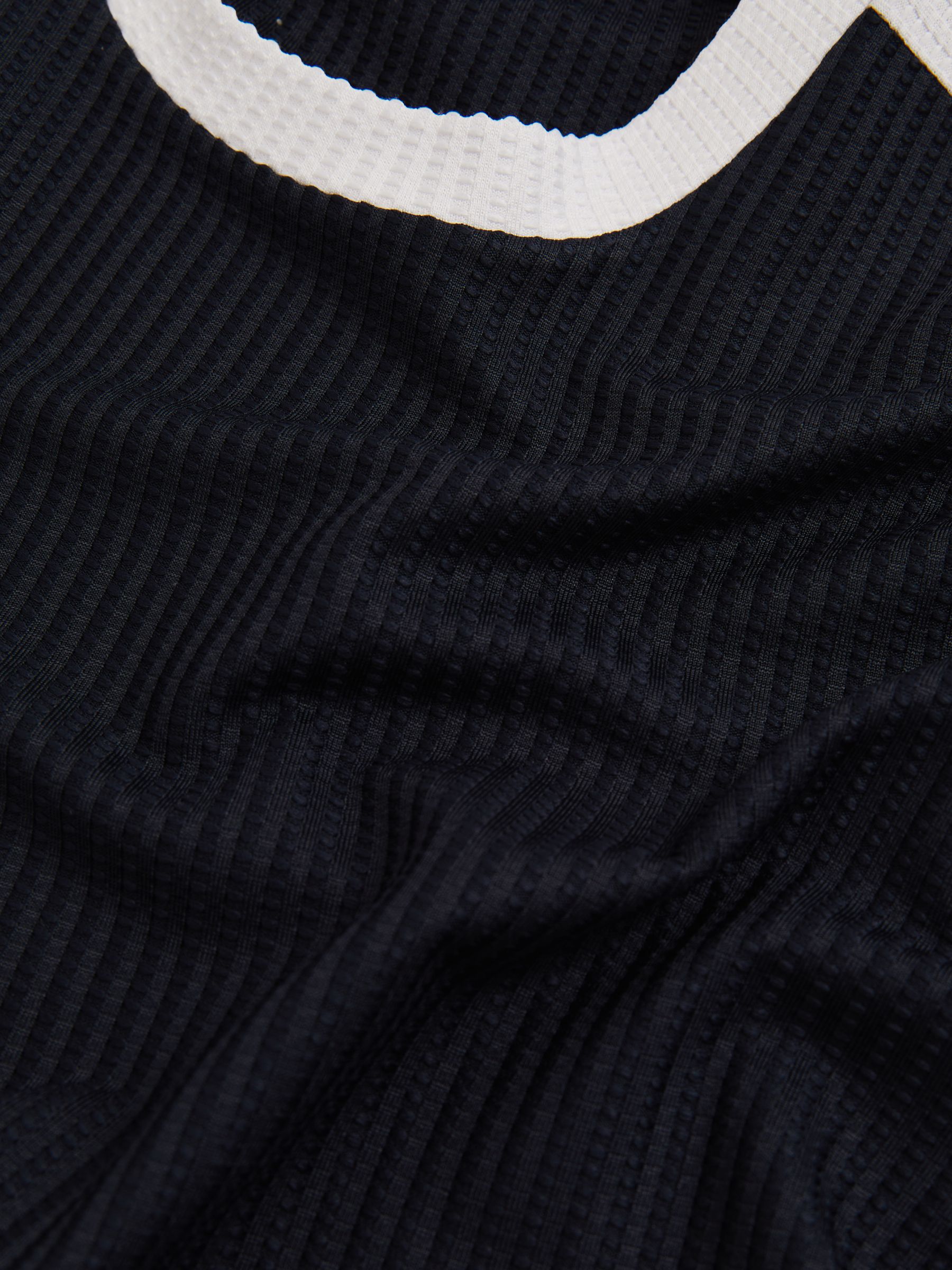 Oversized Textured T-Shirt in Navy/White