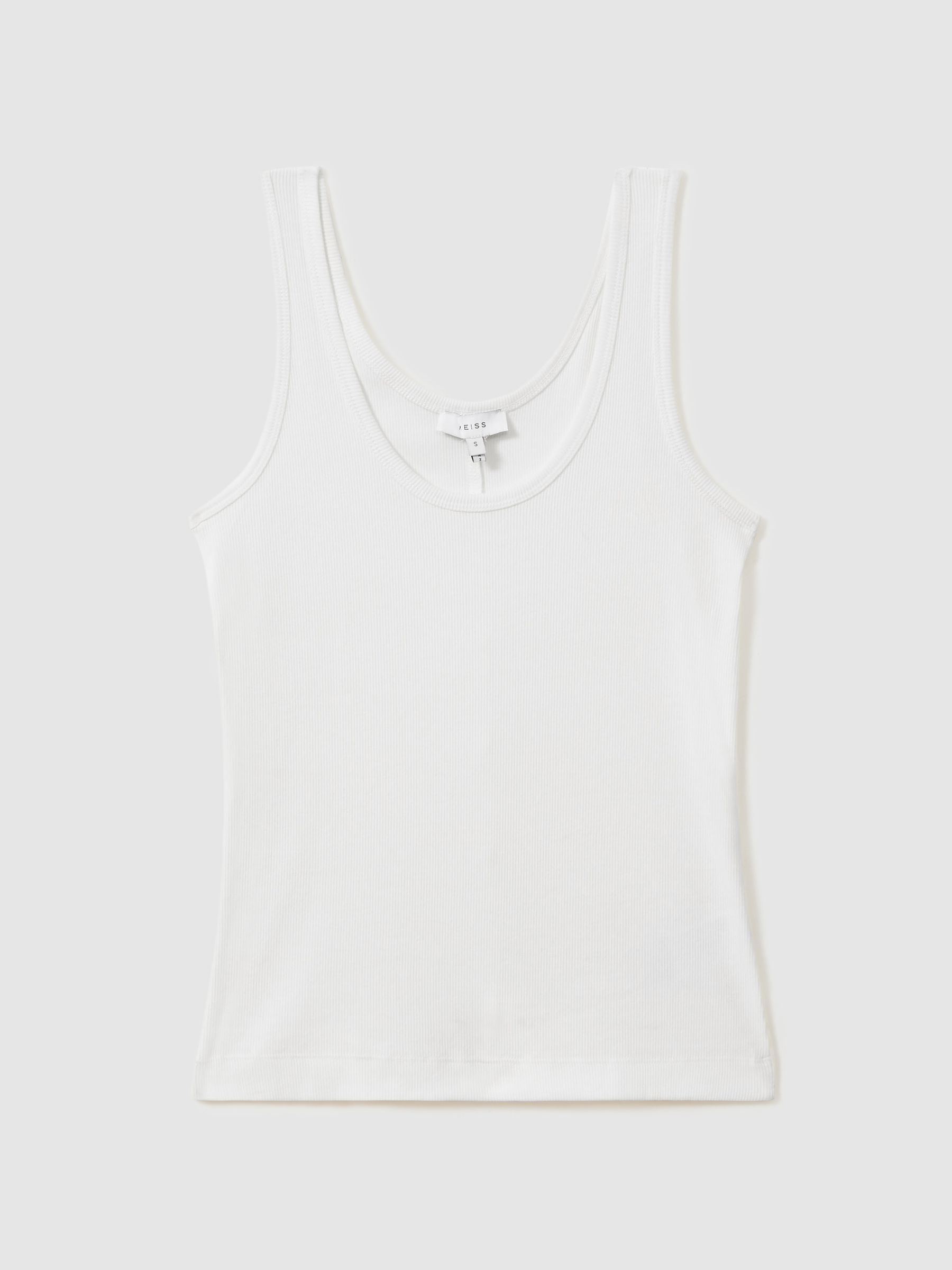 Stretch-Cotton Ribbed Vest in White