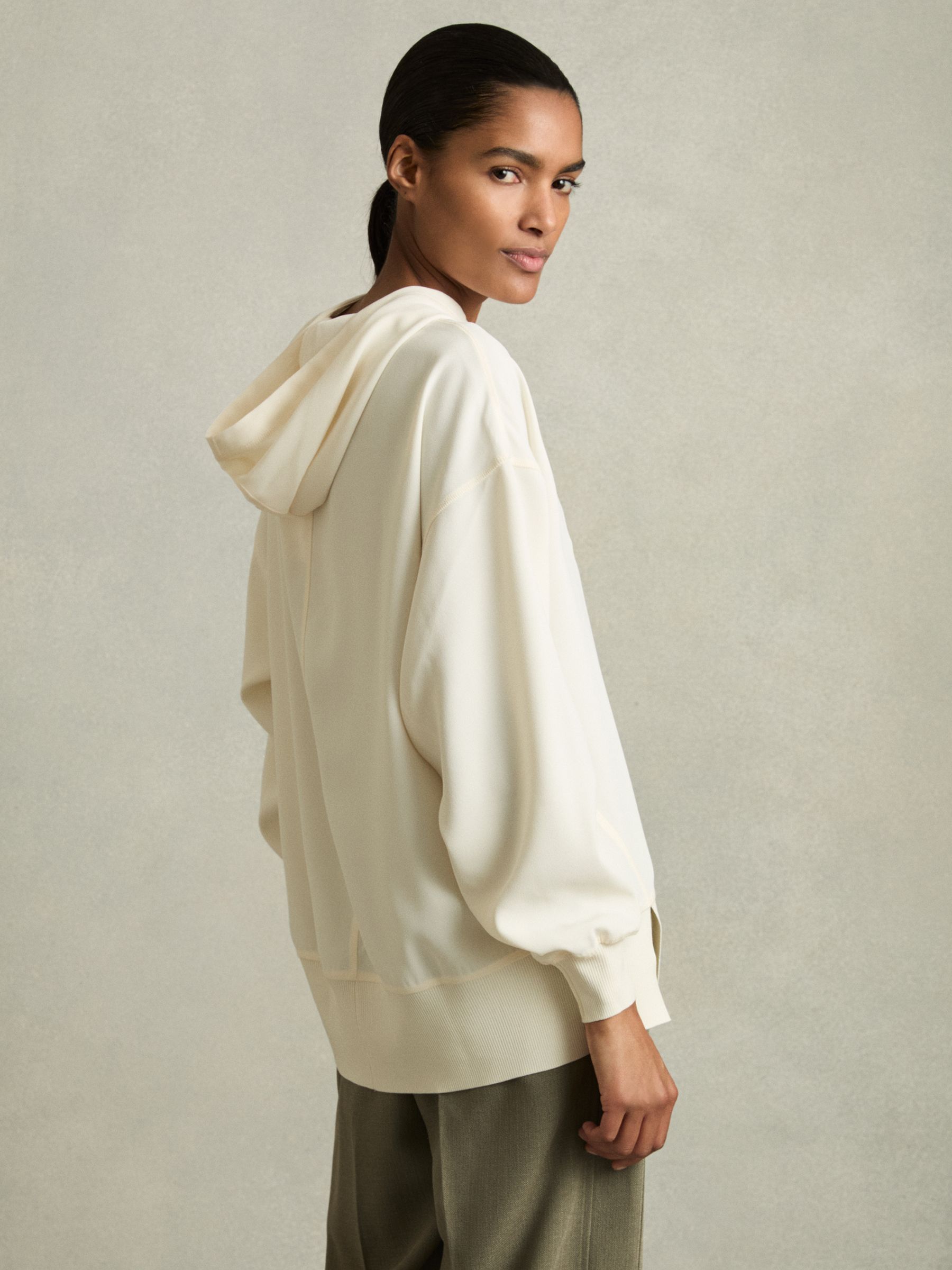 Woven Hooded Top in Cream
