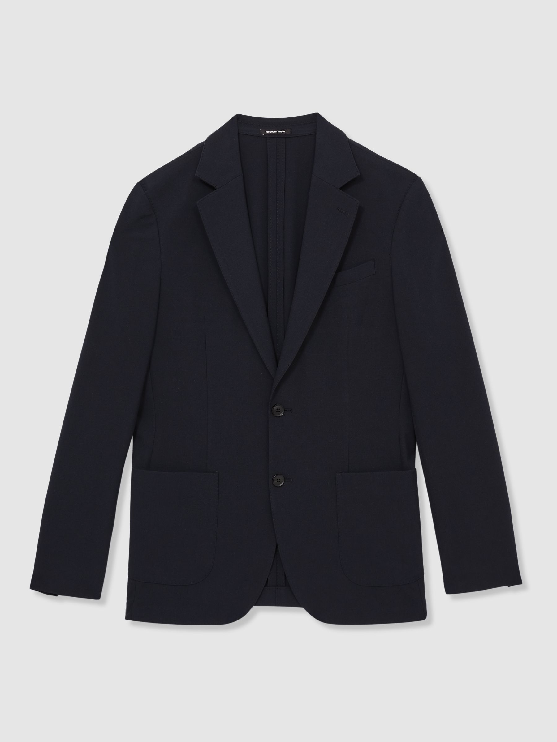 Single-Breasted Stretch Suit Blazer Slim-Fit in Navy