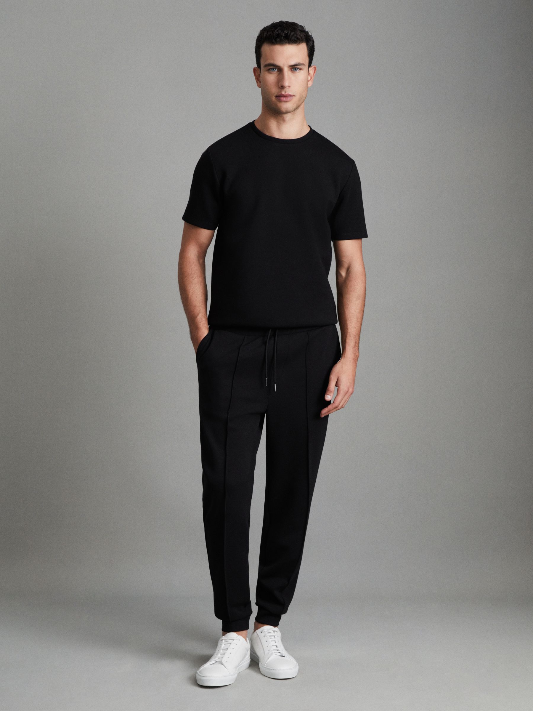Stretch Jersey Tailored Joggers in Black