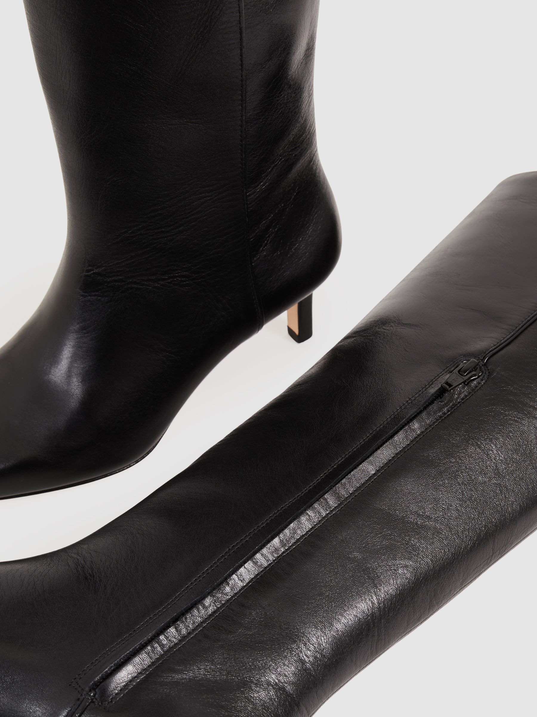 Paige Leather Knee-High Boots in Black