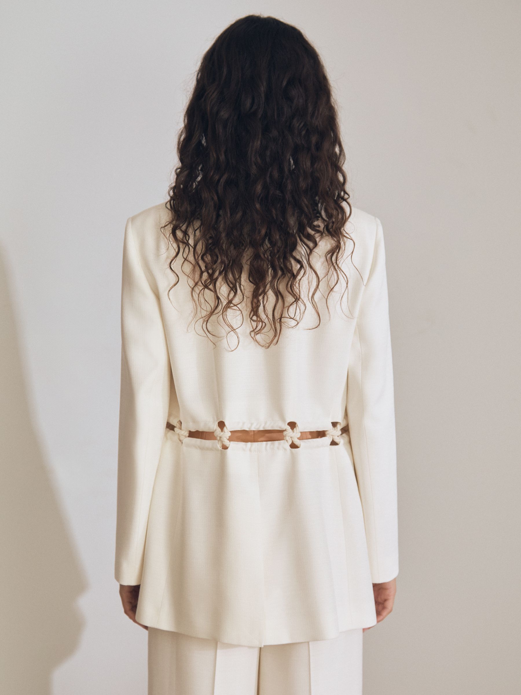 Atelier Rope-Detail Single-Breasted Blazer in White