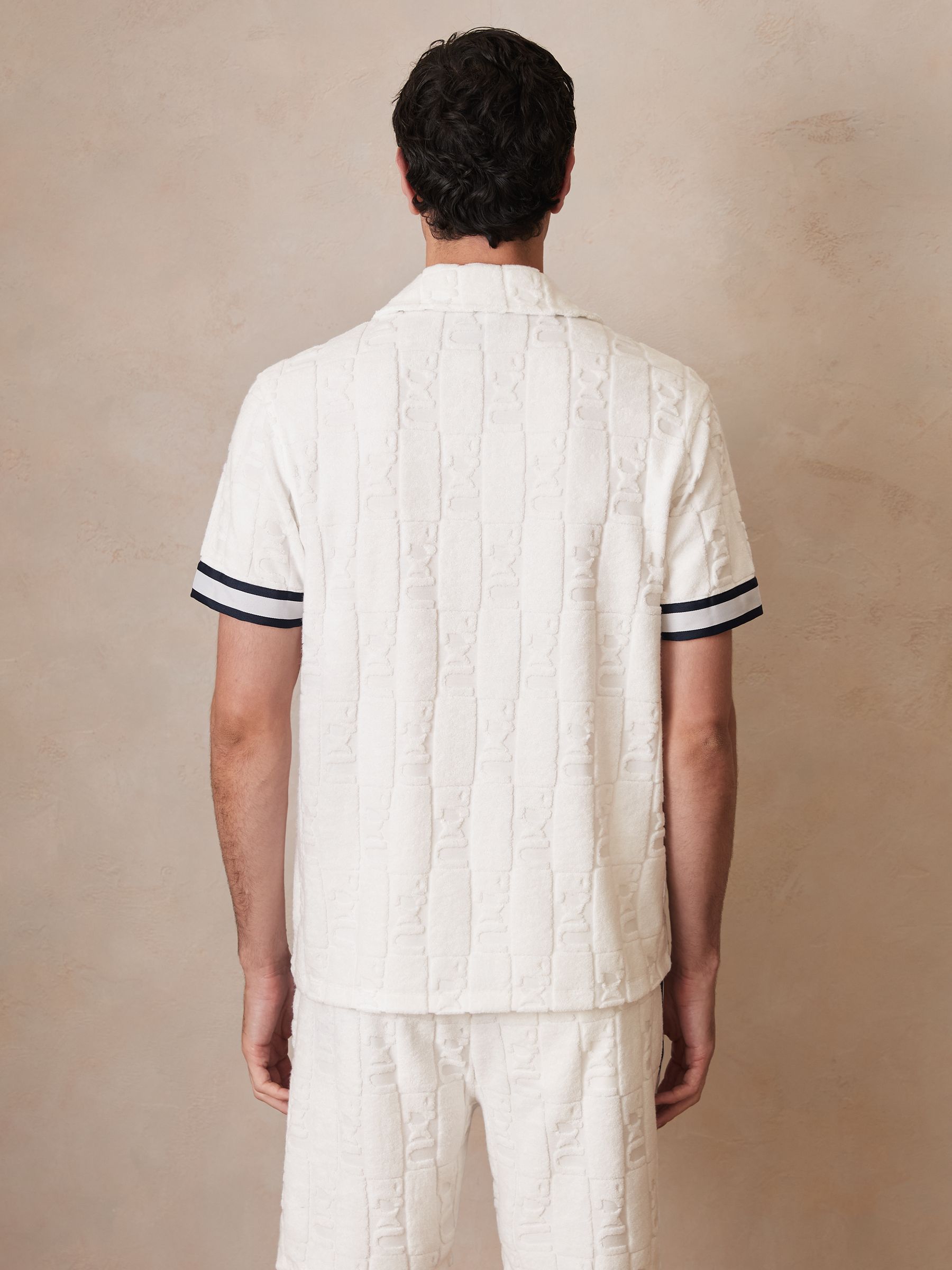 Reiss | Ché Towelling Monogram Shirt in White