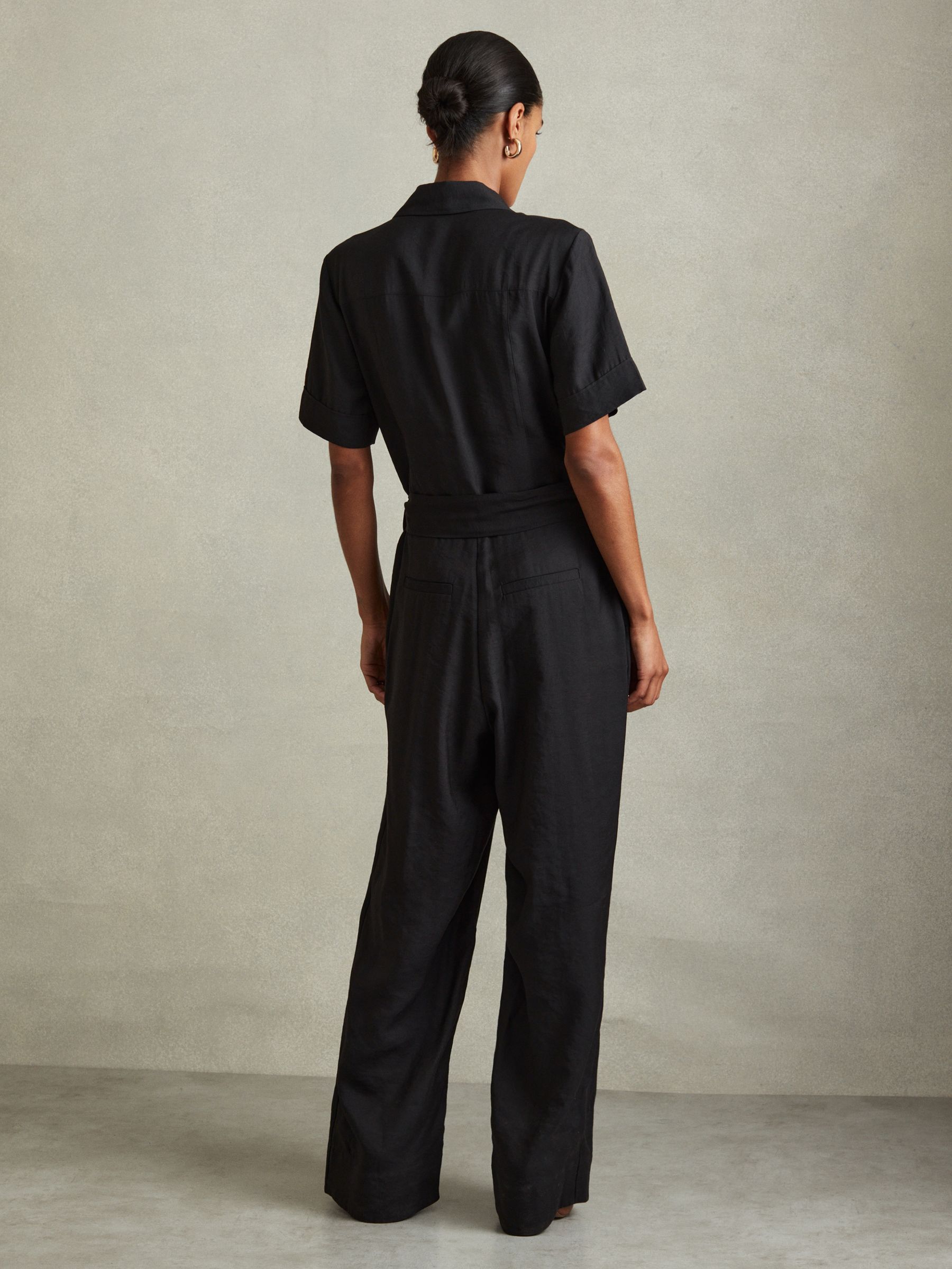 Joanie Black Belted Utility Wide Leg Jumpsuit