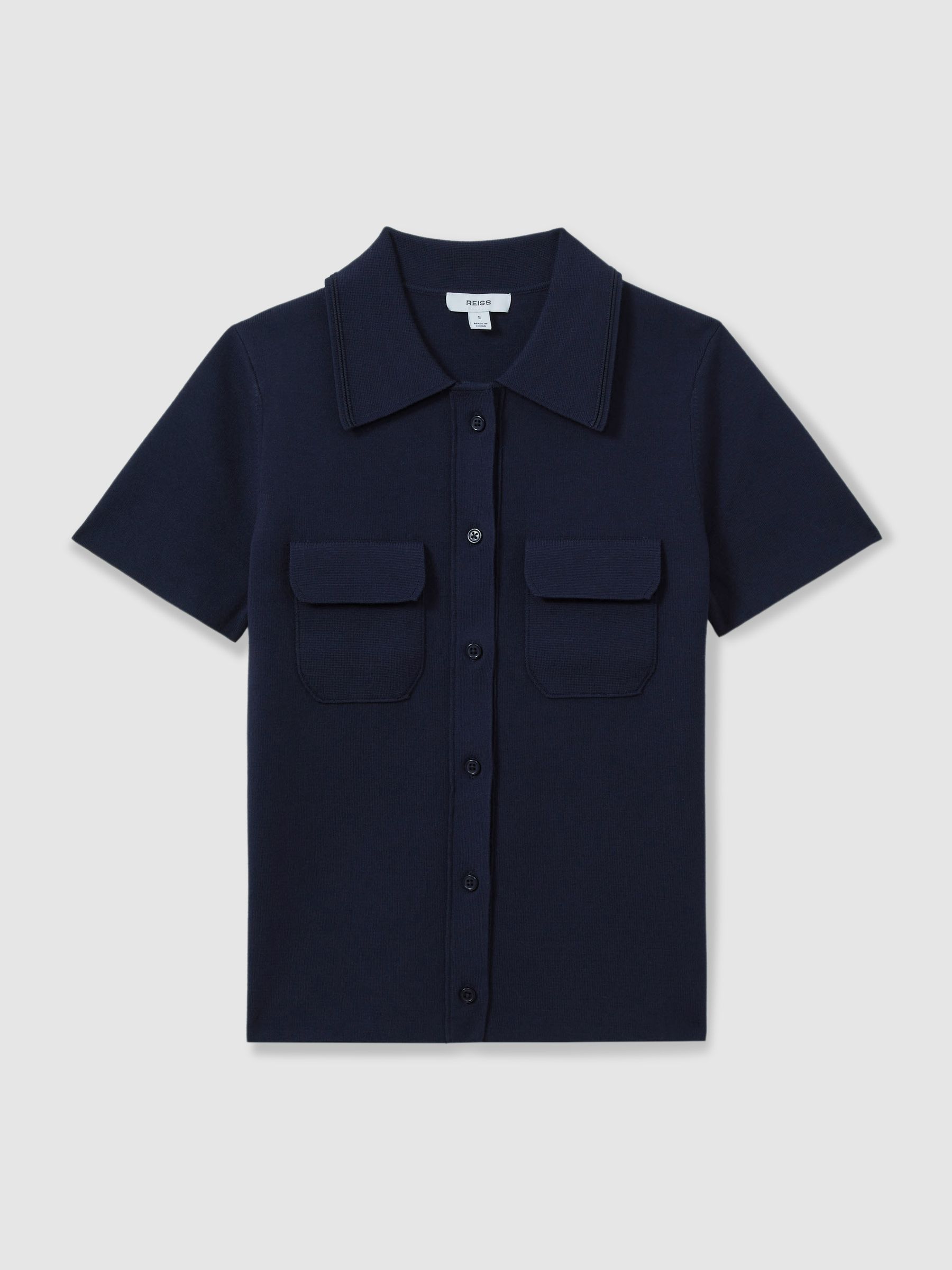 Knitted Polo Shirt in Navy