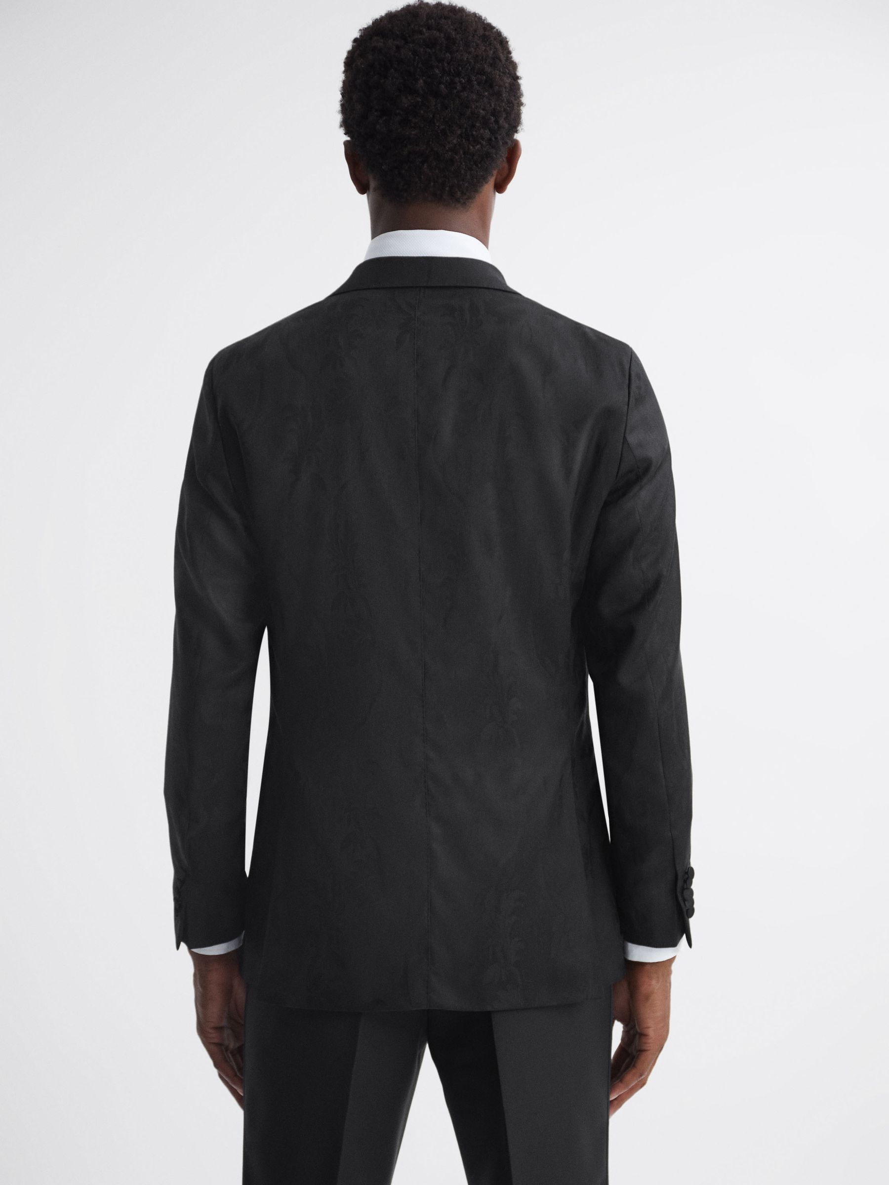 Jacquard Oscar Jacobson Double Breasted Blazer in Black