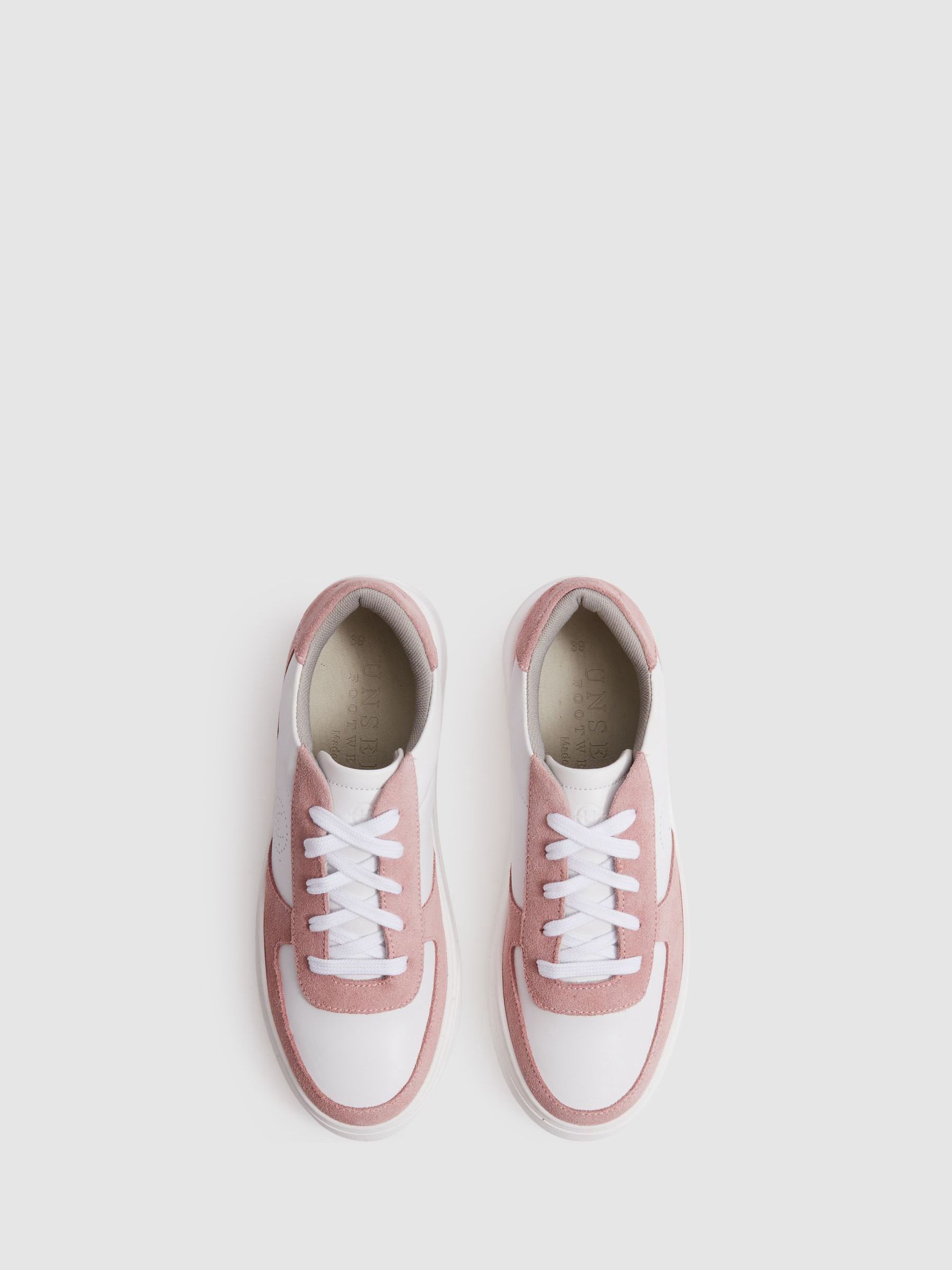 Unseen Footwear Suede and Leather Trainers in Pink/White