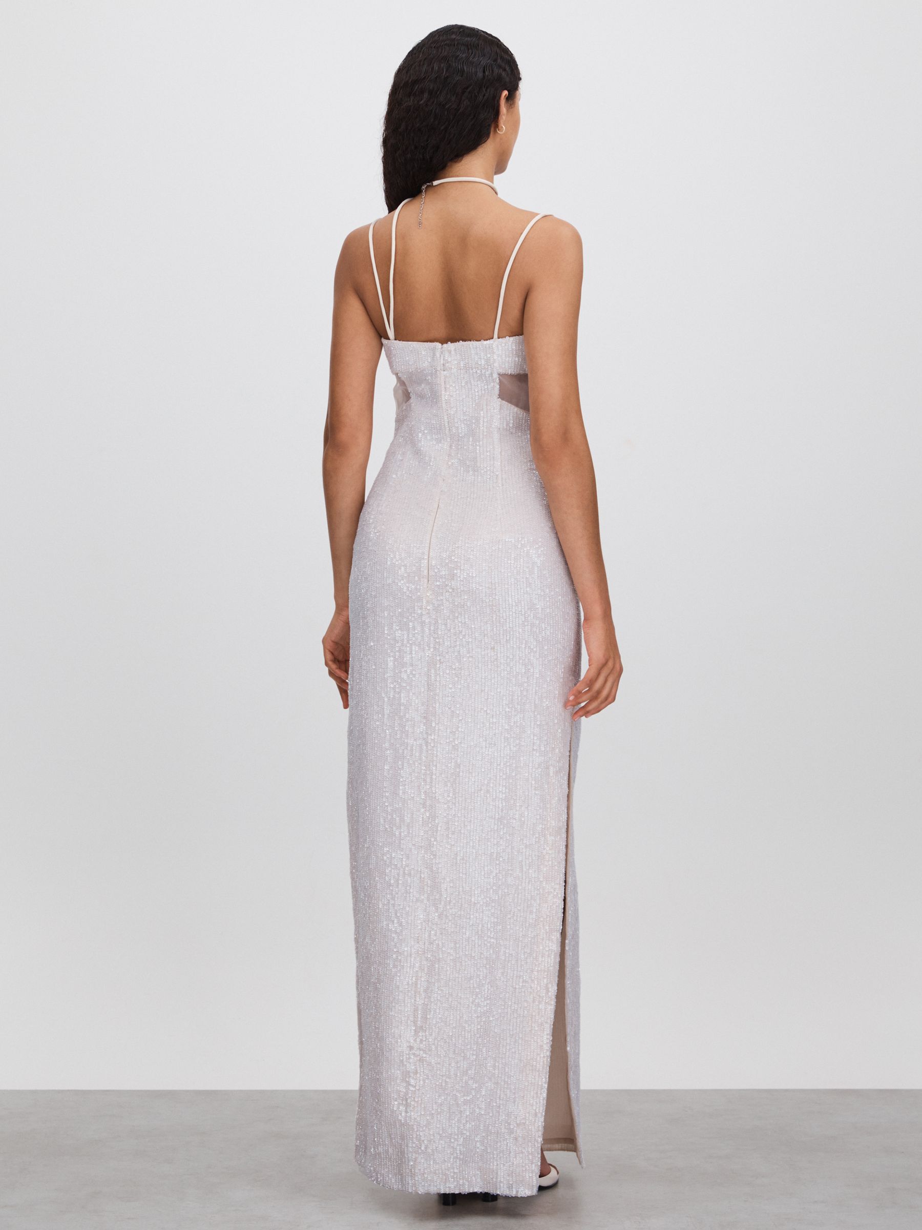 Rachel Gilbert Sequin Cut Out Maxi Dress in White