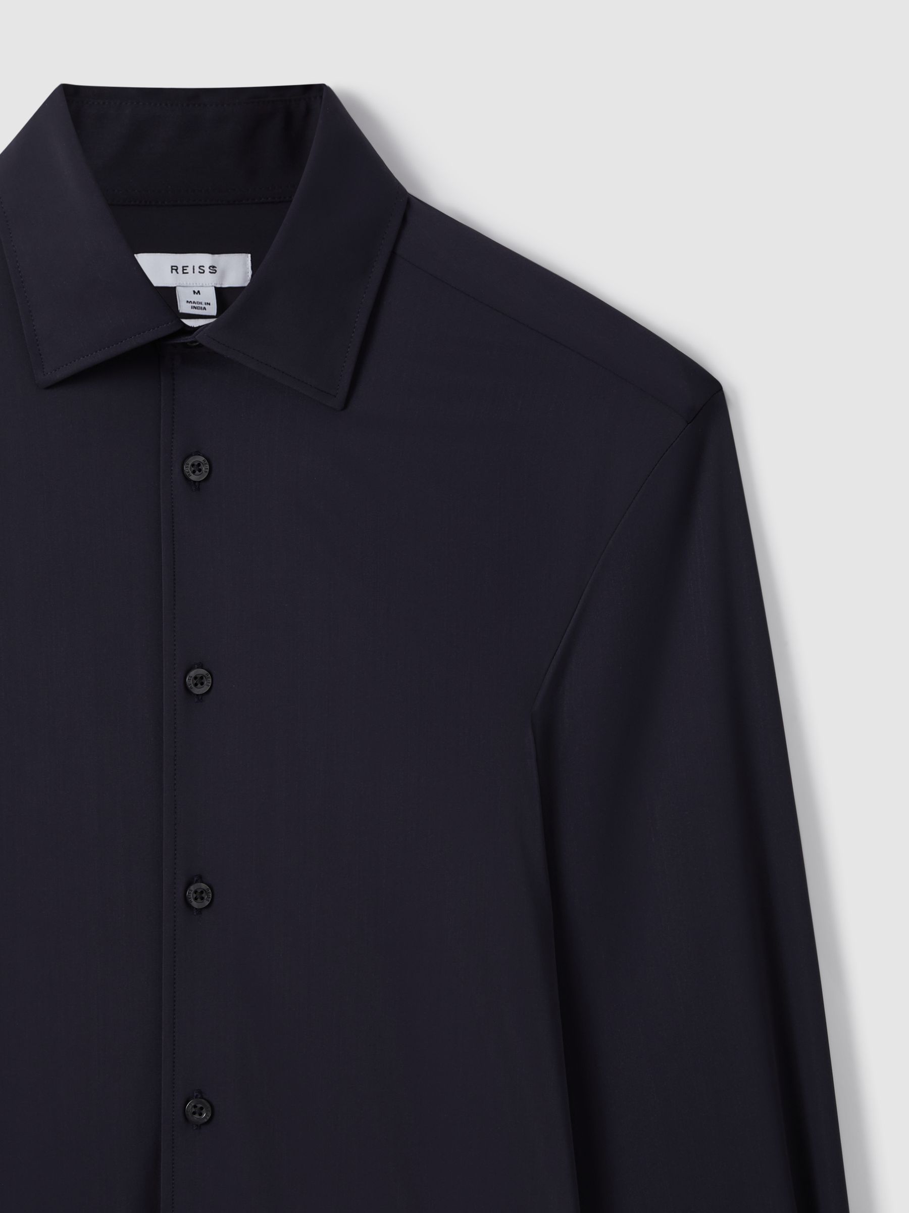 Regular Fit Button-Through Travel Shirt in Navy