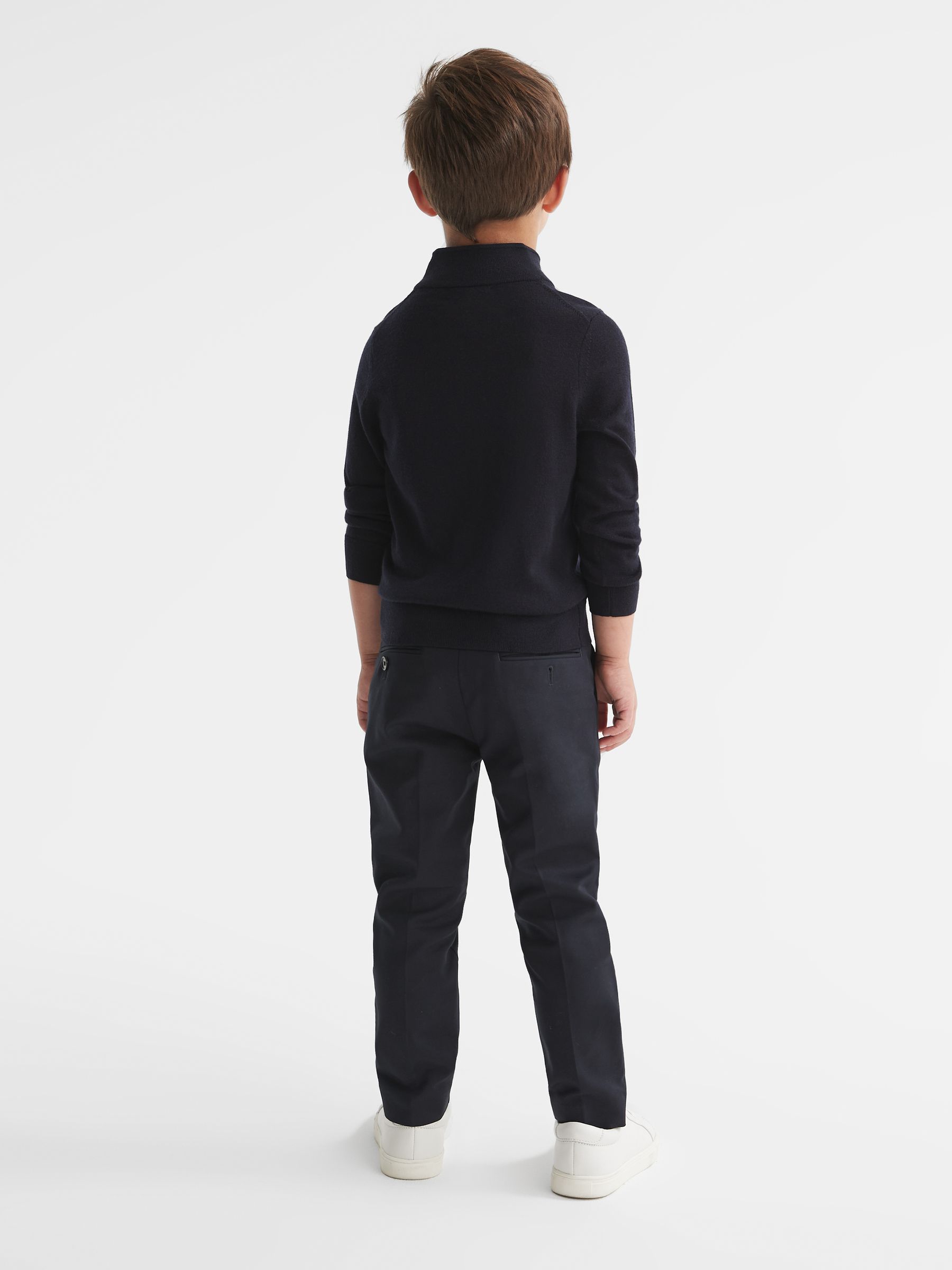 4-9 yrs Merino Wool Zip-Neck Jumper in Navy