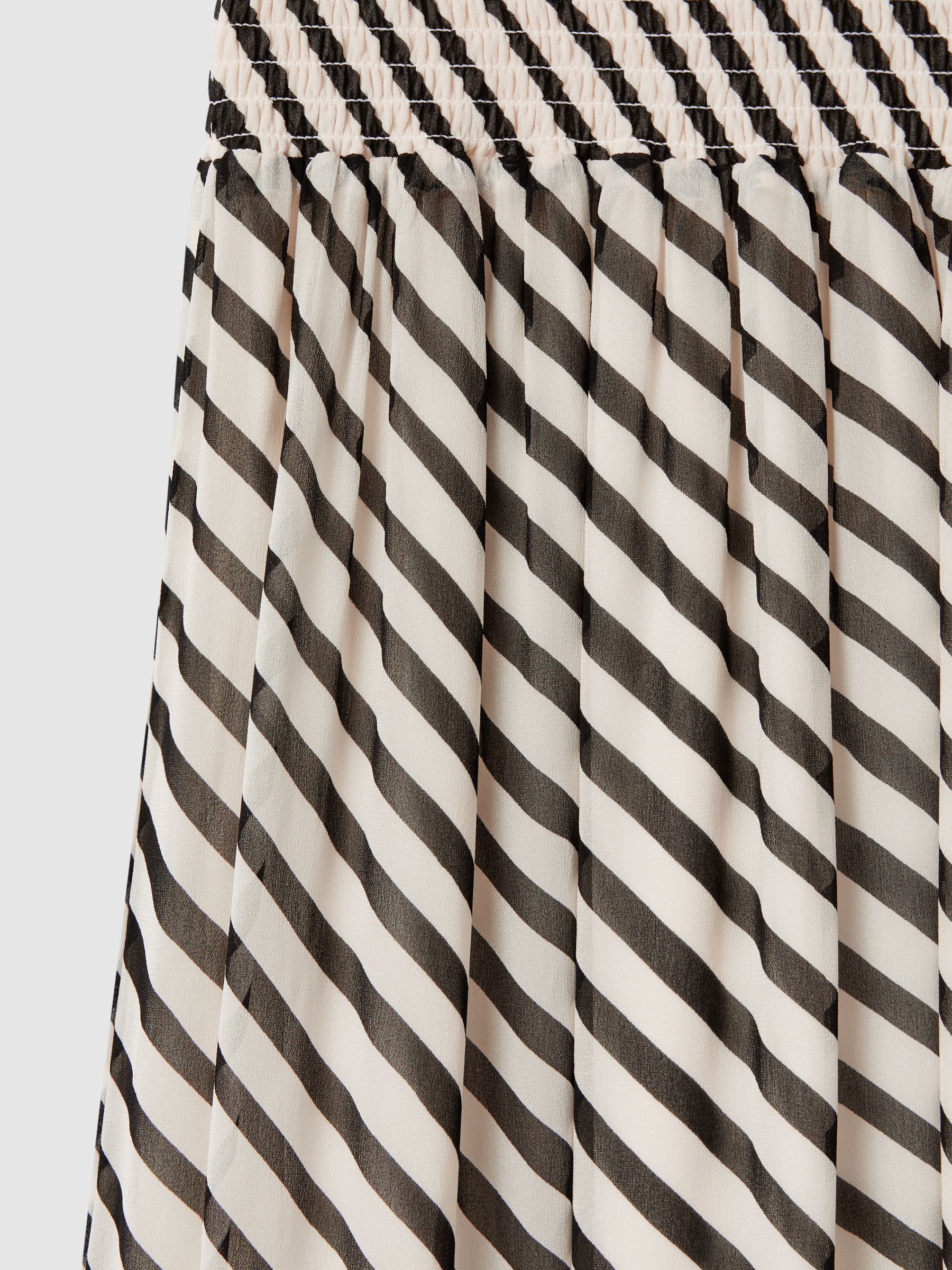 Striped Panelled Midi Skirt in Black/Cream