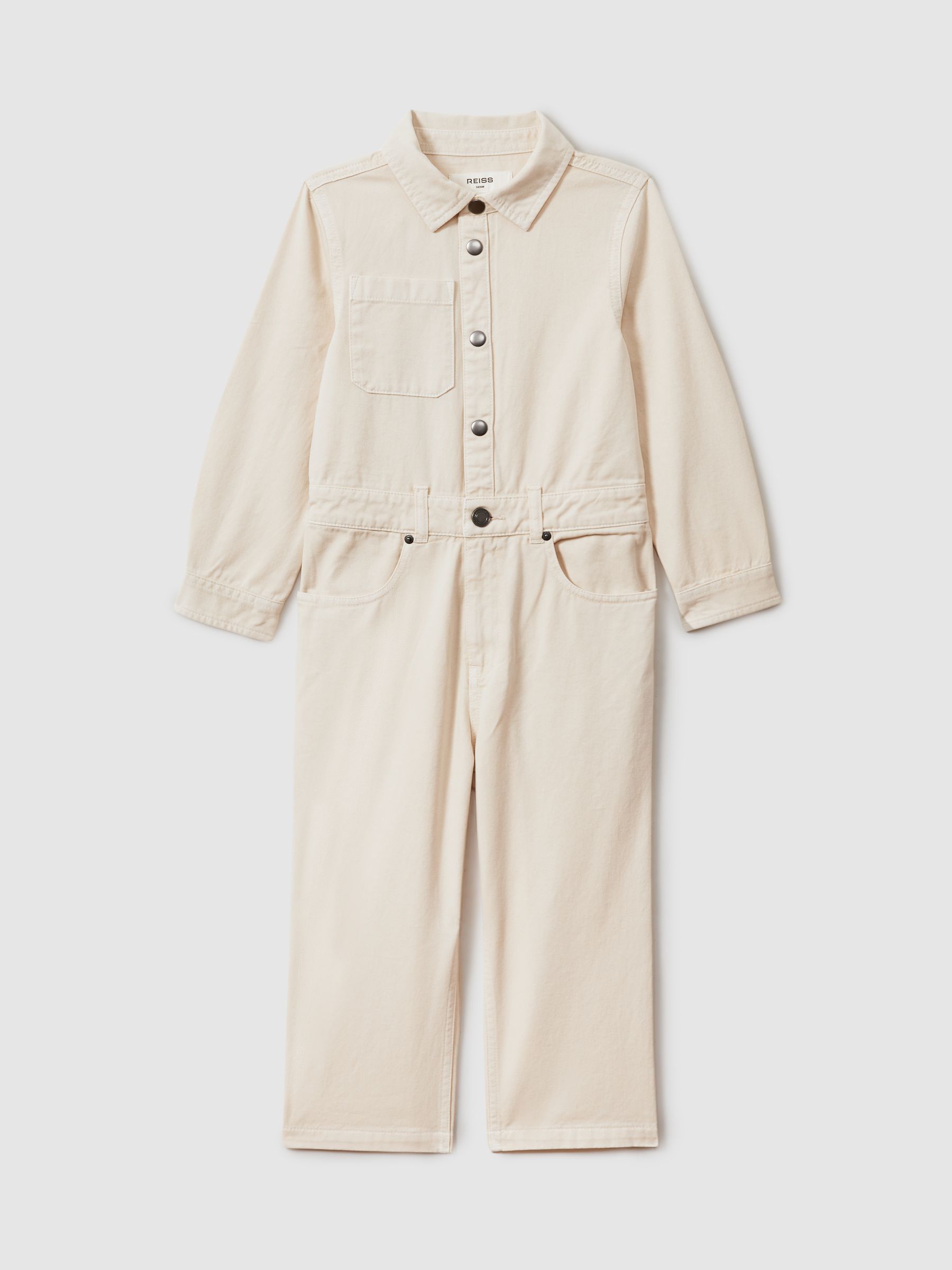 9-13 yrs Denim Wide Leg Jumpsuit in Ecru