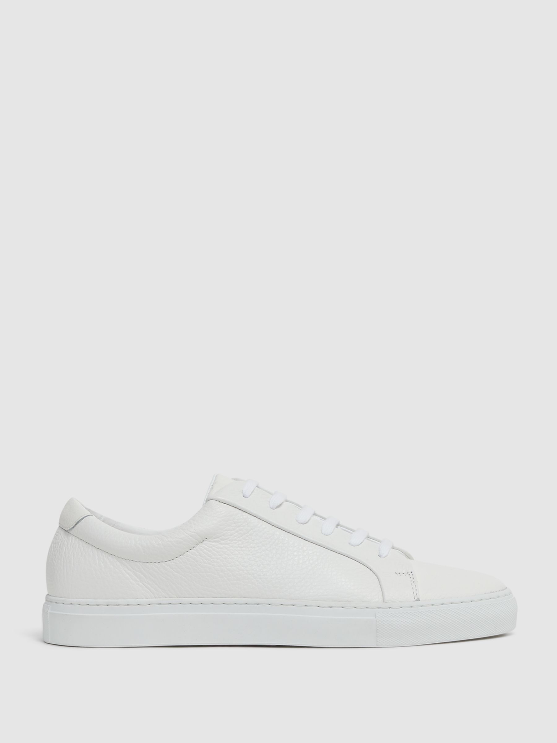 Tumbled-Leather Low-Top Trainers in White
