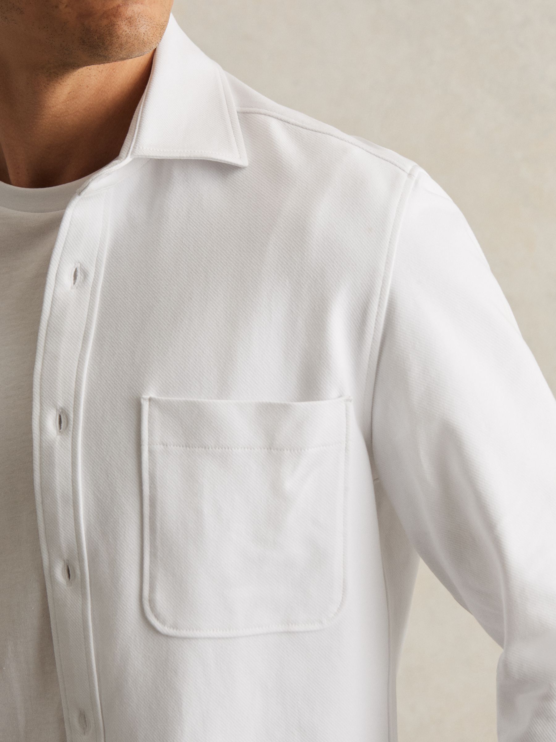 Cotton-Twill Cutaway-Collar Overshirt in White