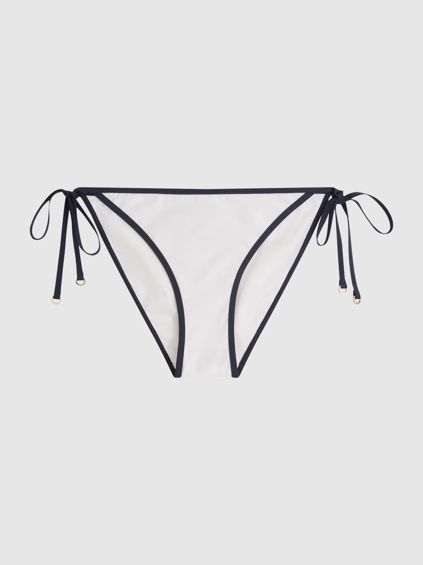 Self Tie Bikini Bottoms in White/Navy